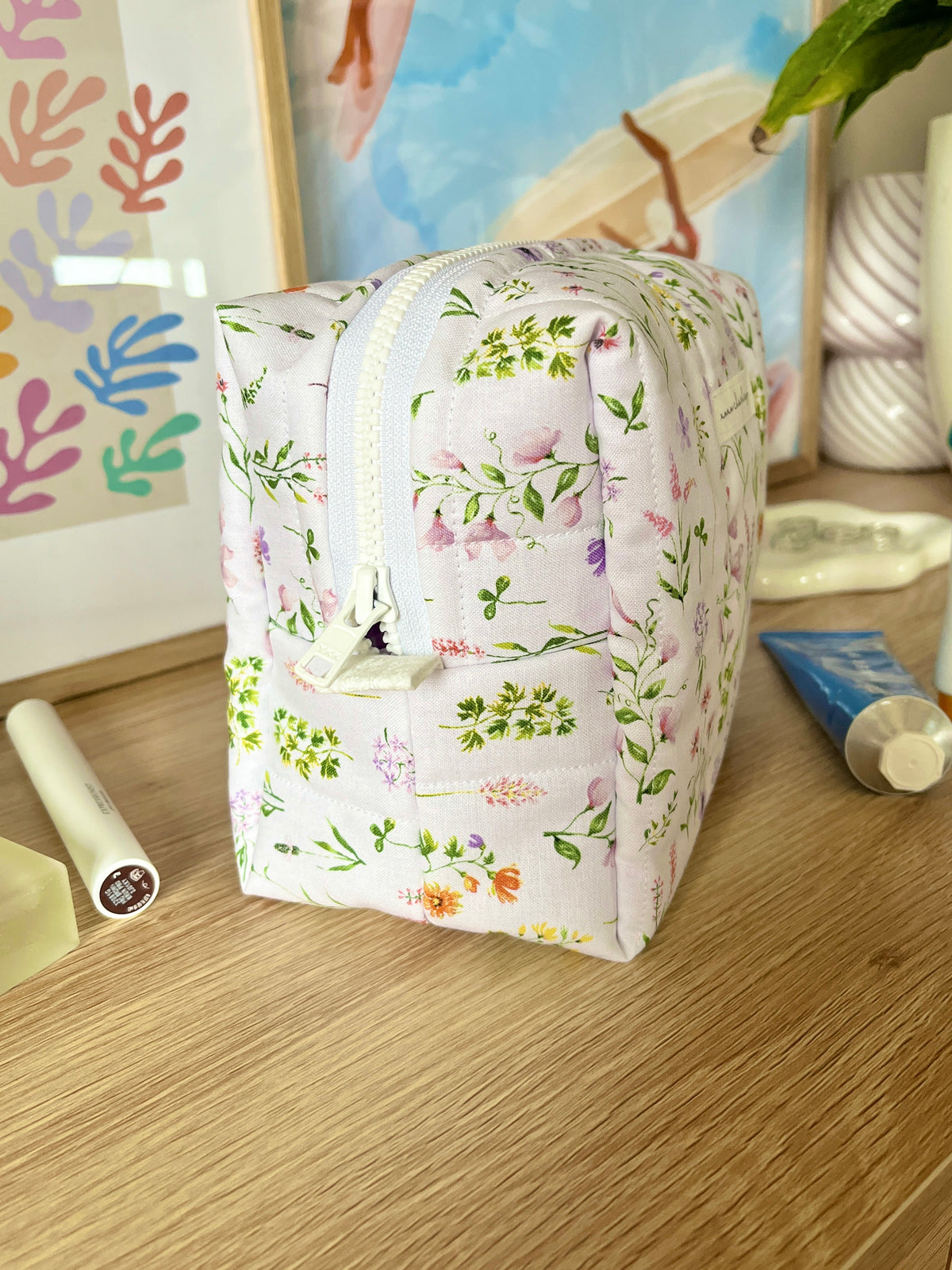 Purple Wildflower Medium Makeup Bag