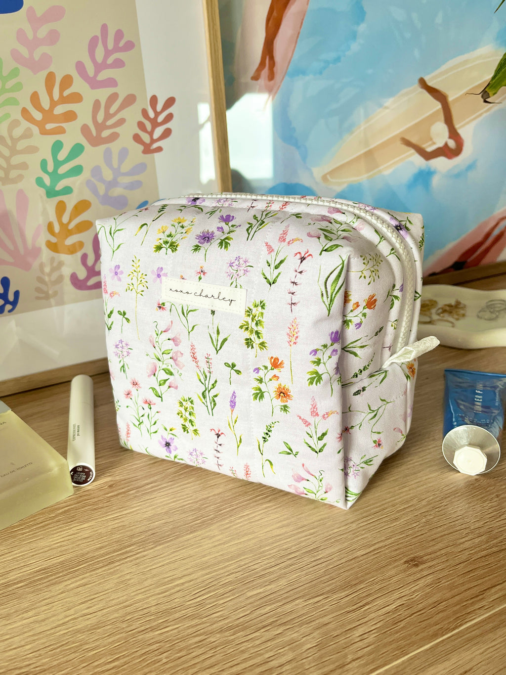 Purple Wildflower Medium Makeup Bag