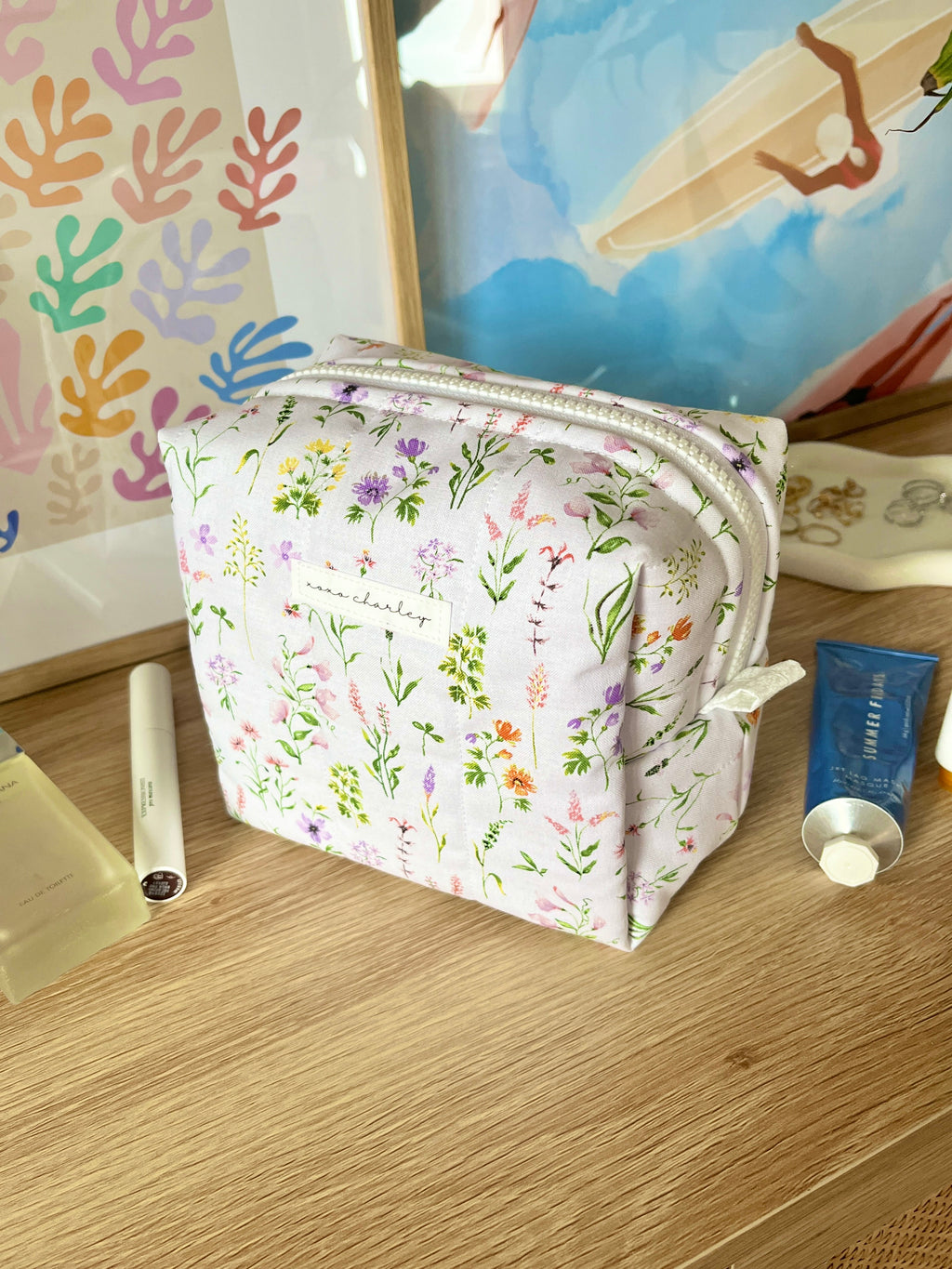 Purple Wildflower Medium Makeup Bag