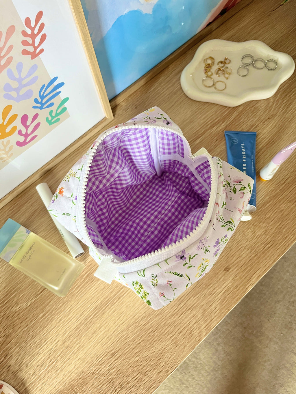 Purple Wildflower Medium Makeup Bag
