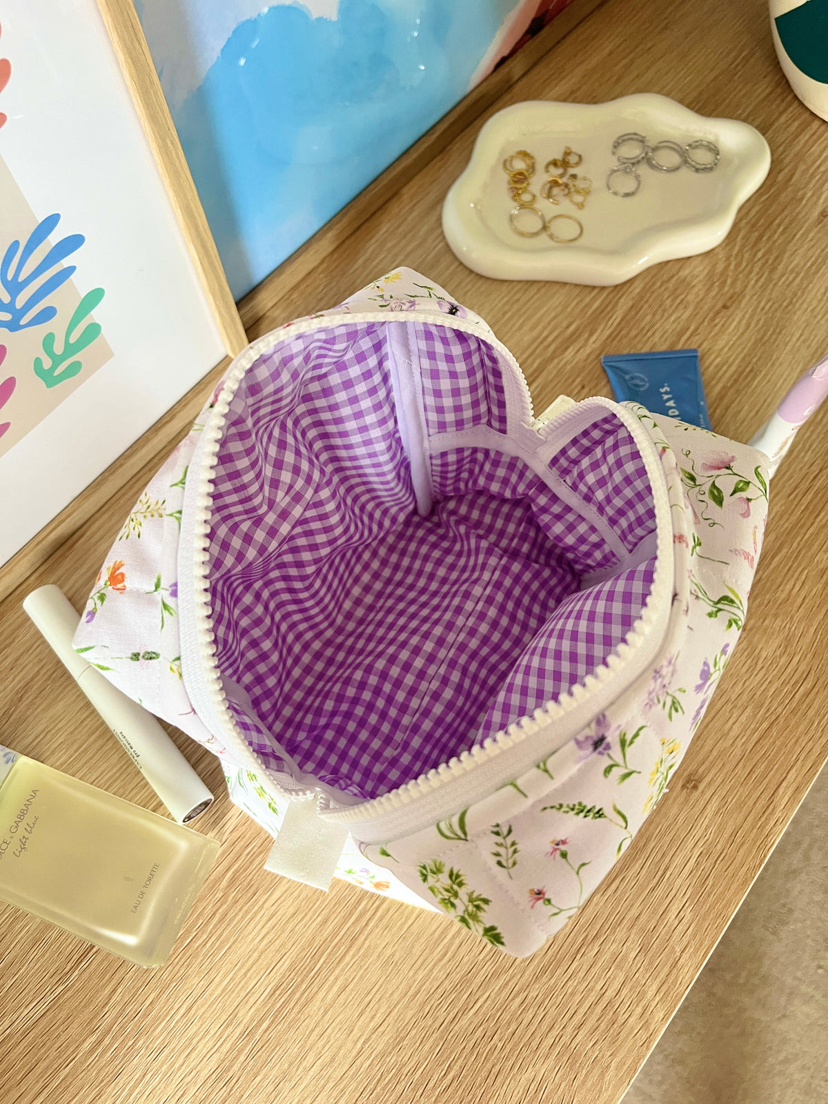 Purple Wildflower Medium Makeup Bag