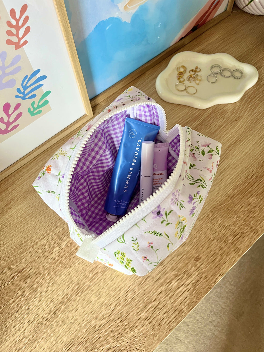 Purple Wildflower Medium Makeup Bag
