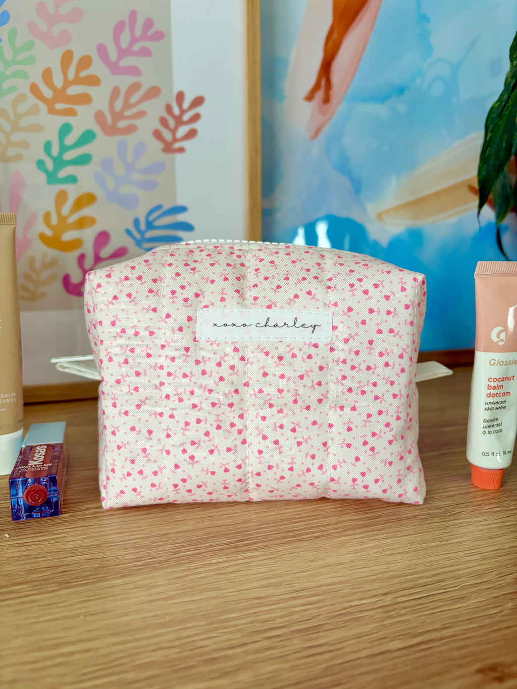 Tiny Pink Hearts Mini Makeup Bag