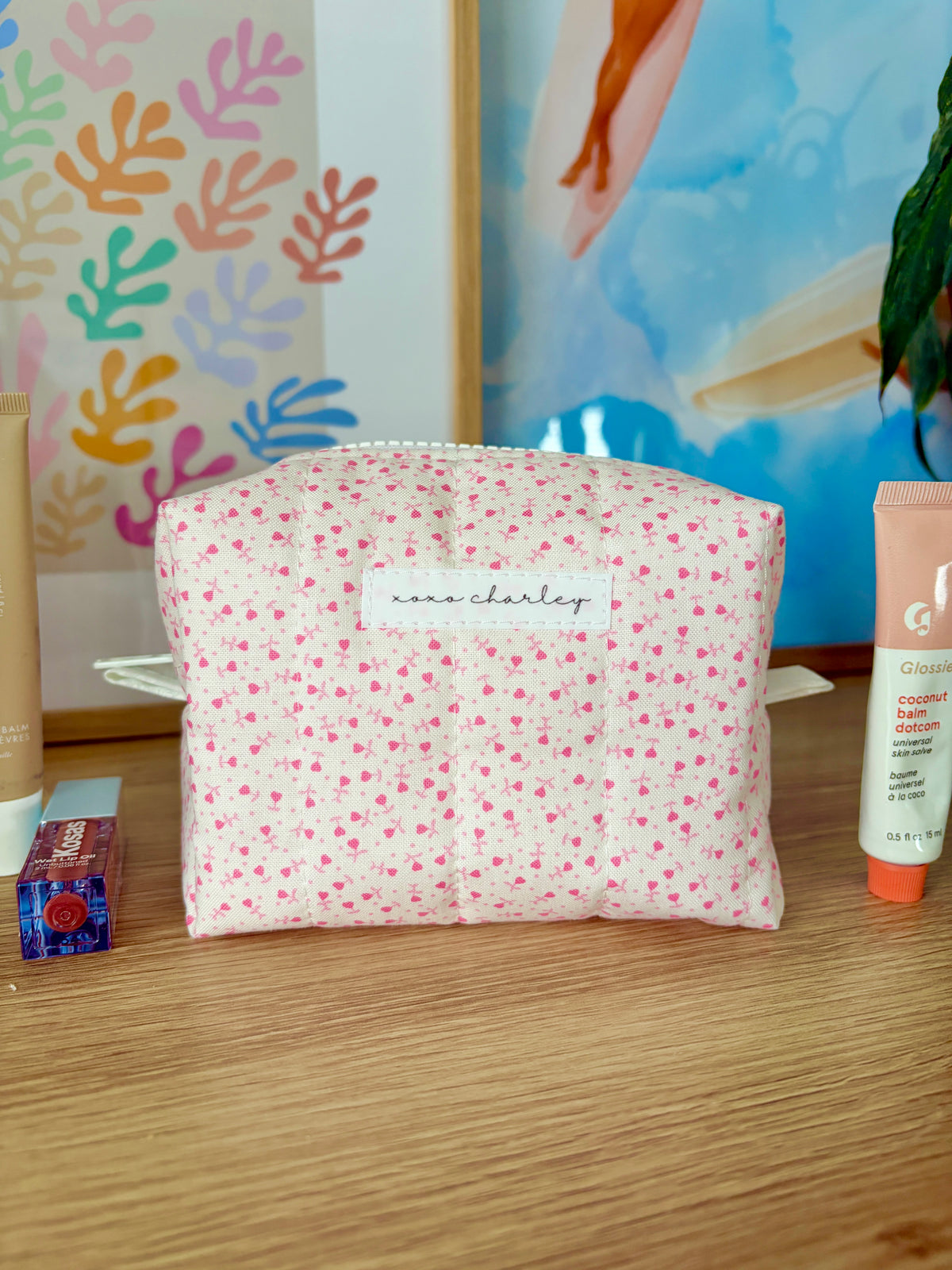 Tiny Pink Hearts Mini Makeup Bag