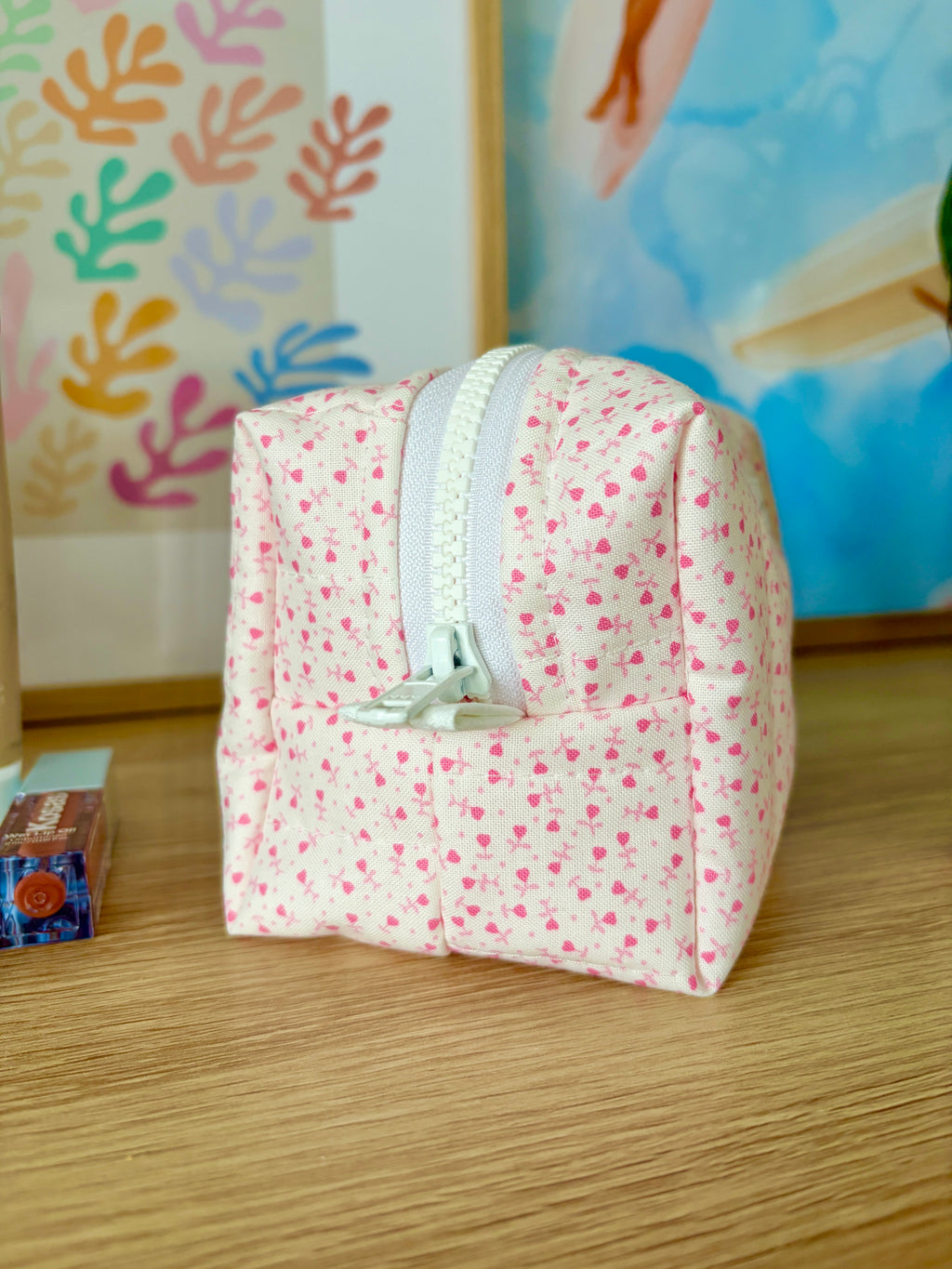 Tiny Pink Hearts Mini Makeup Bag