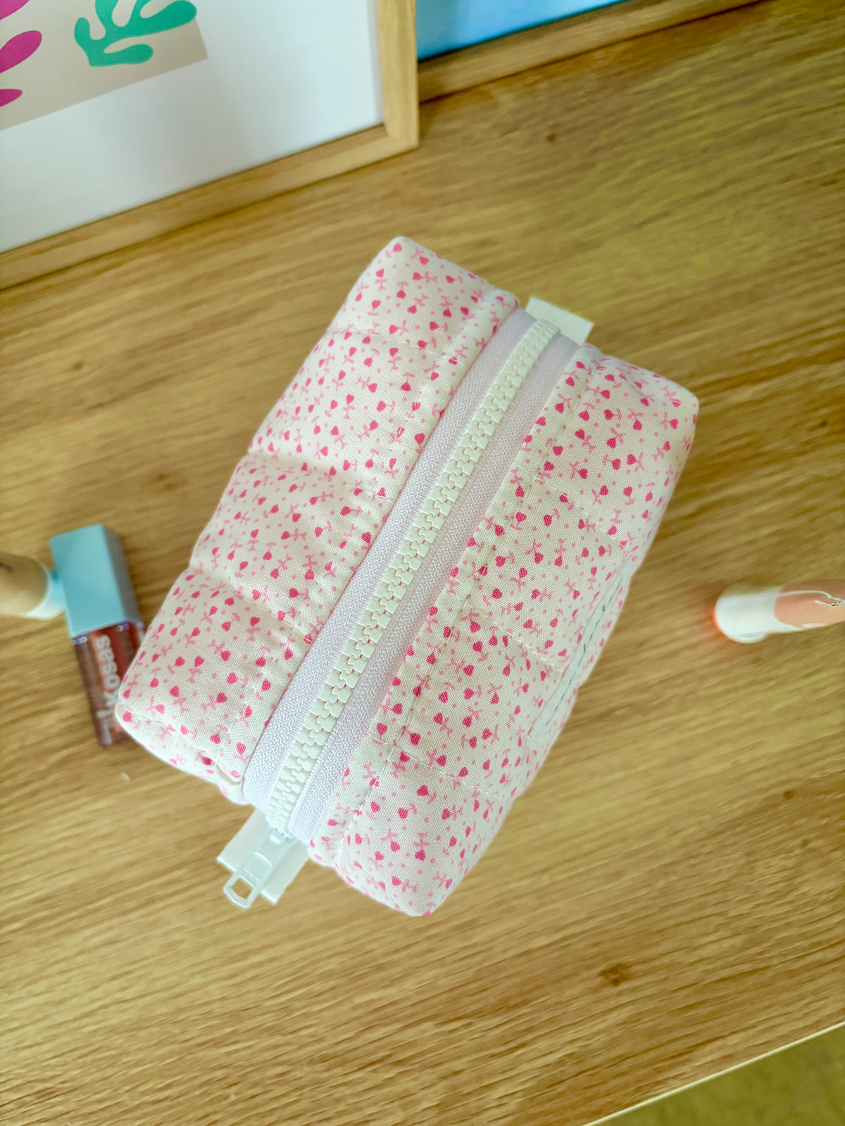 Tiny Pink Hearts Mini Makeup Bag