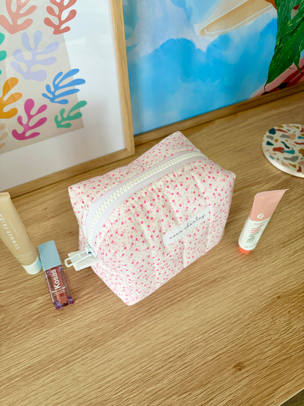 Tiny Pink Hearts Mini Makeup Bag