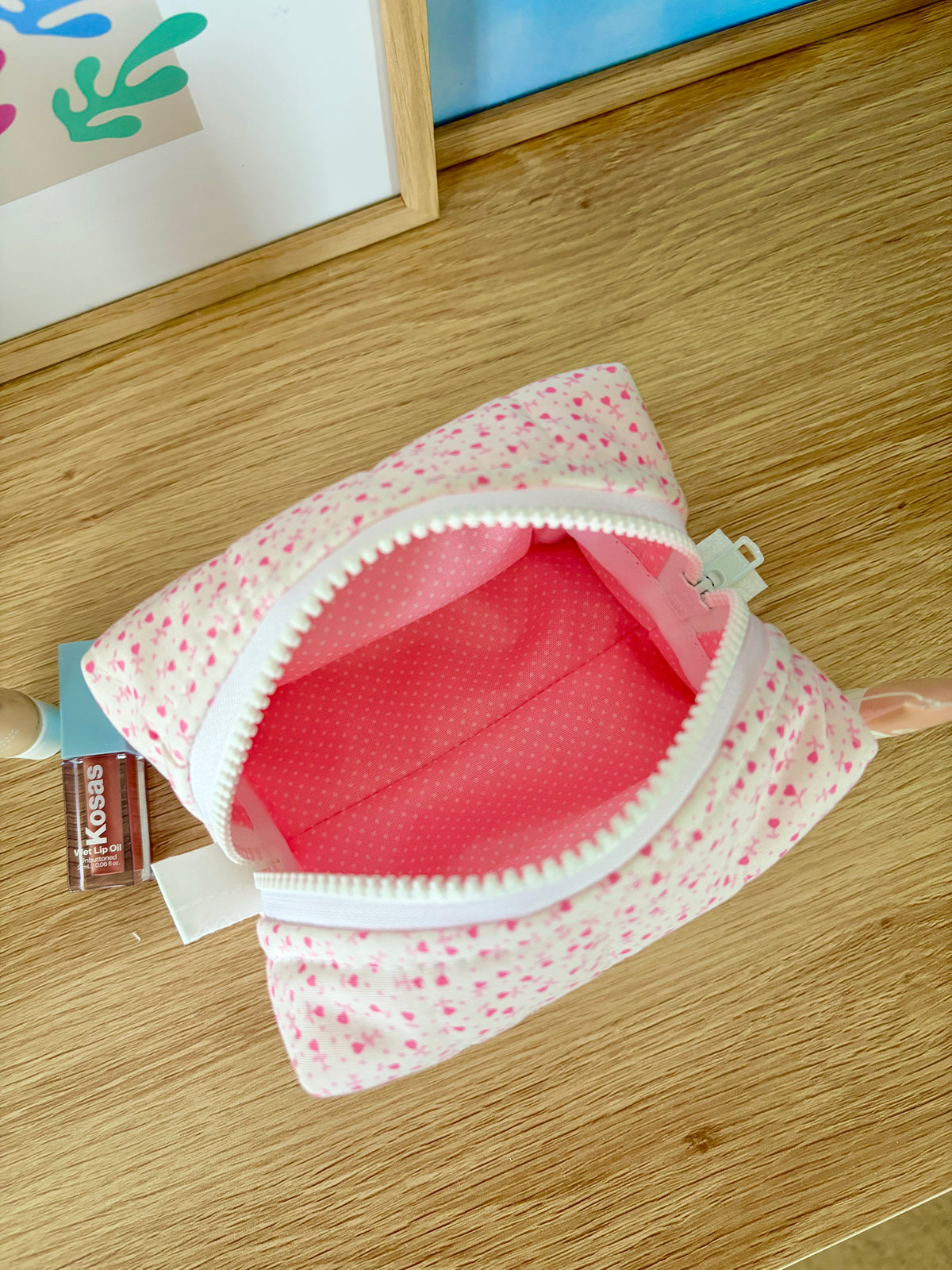 Tiny Pink Hearts Mini Makeup Bag