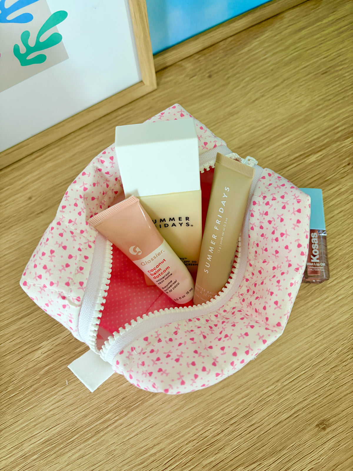 Tiny Pink Hearts Mini Makeup Bag