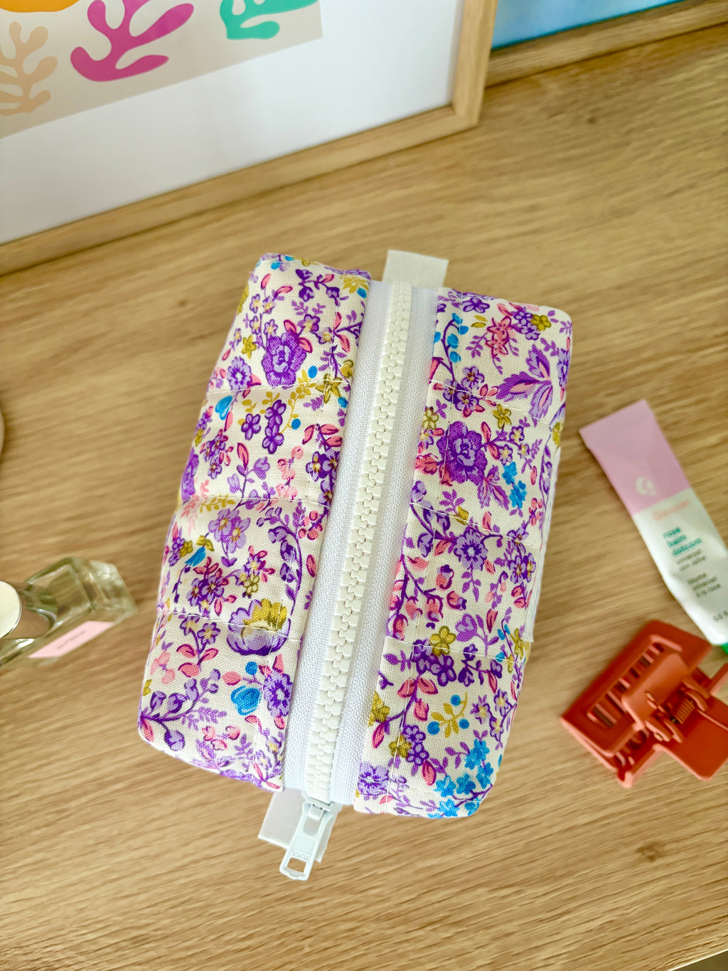 Ditsy Picnic Purple Mini Makeup Bag