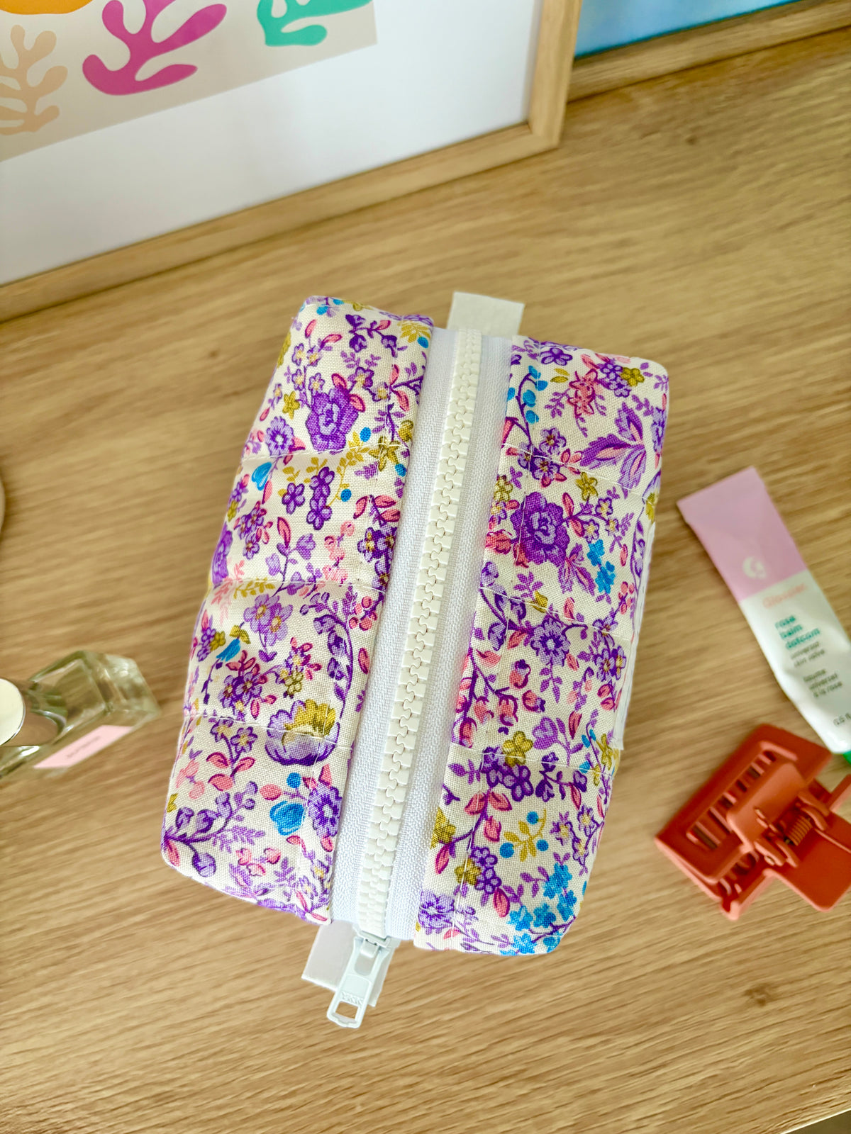 Ditsy Picnic Purple Mini Makeup Bag