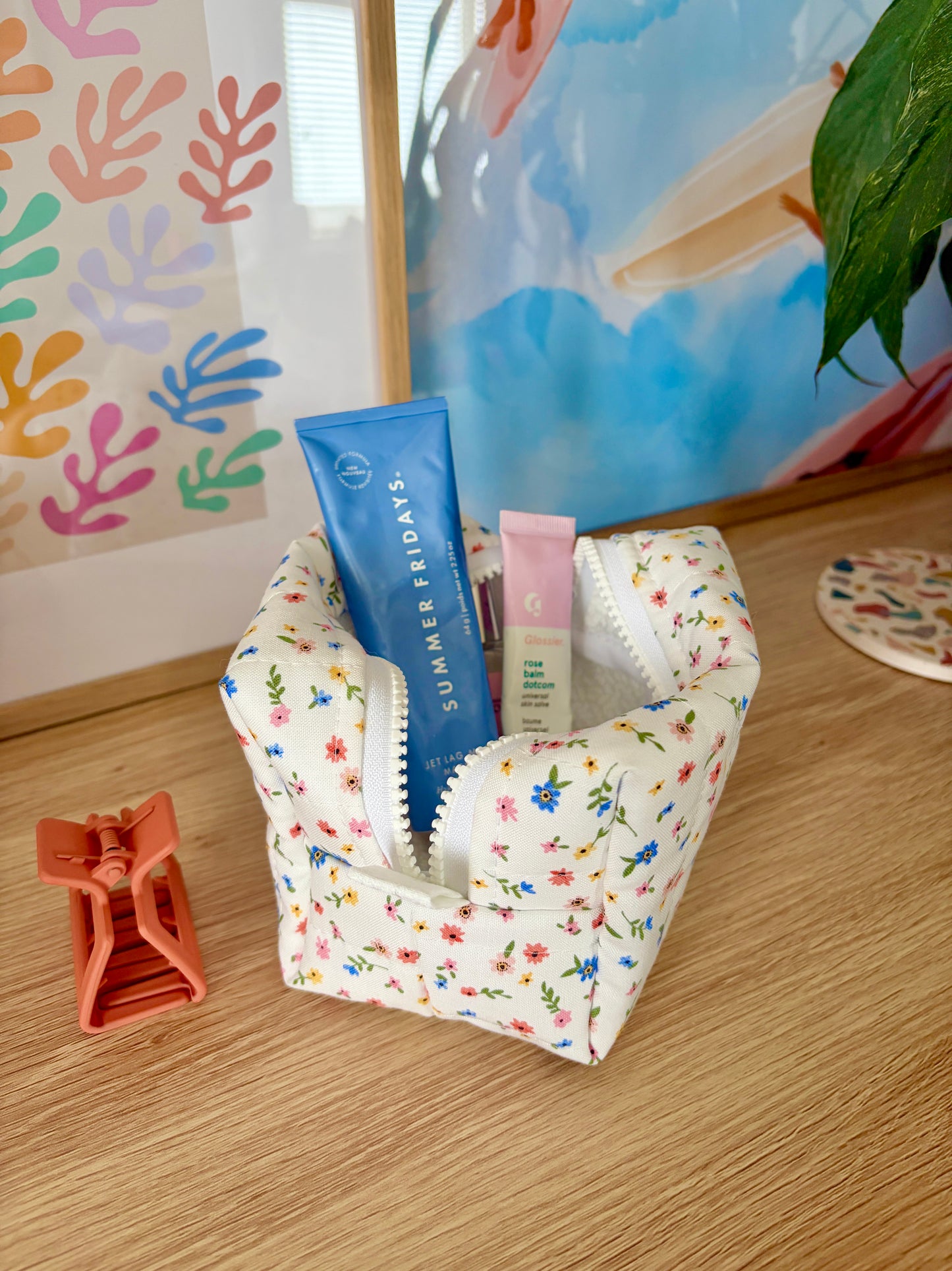 Mini Colorful Flowers Mini Makeup Bag