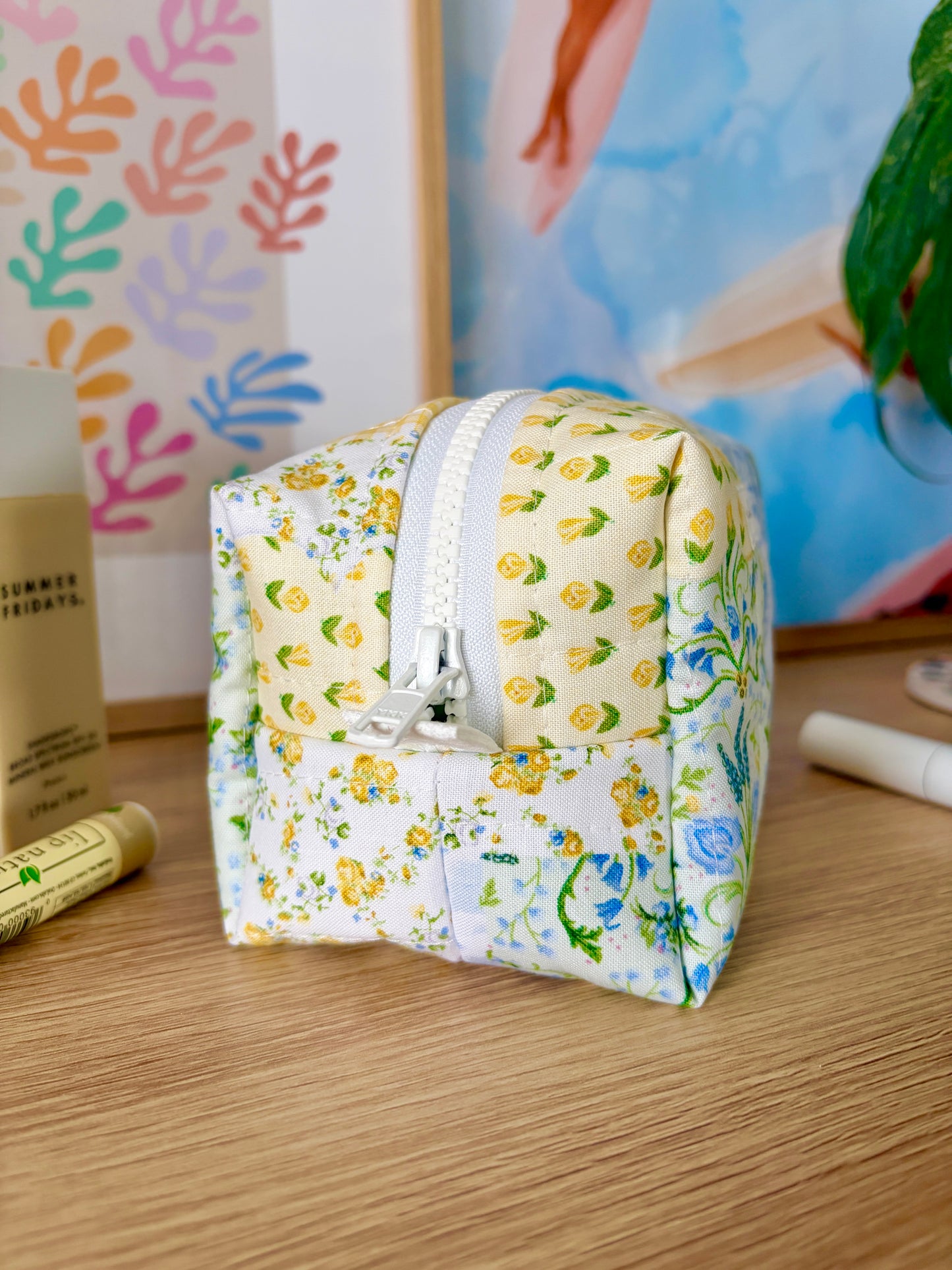 Green Patchwork Mini Makeup Bag
