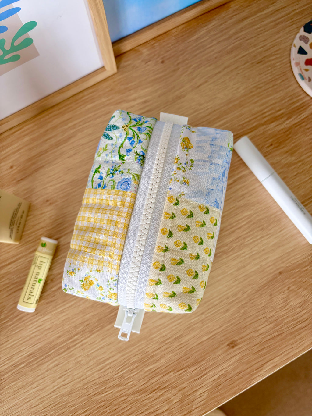 Green Patchwork Mini Makeup Bag