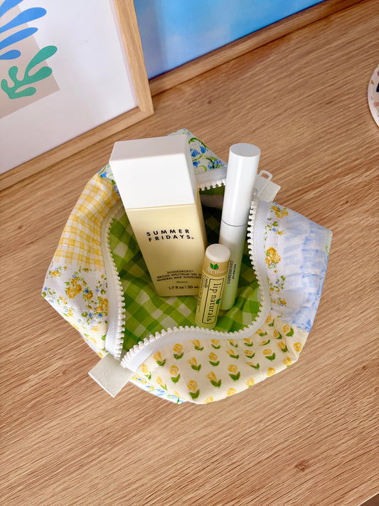 Green Patchwork Mini Makeup Bag