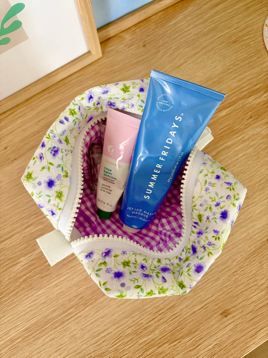 Purple Floral Mini Makeup Bag