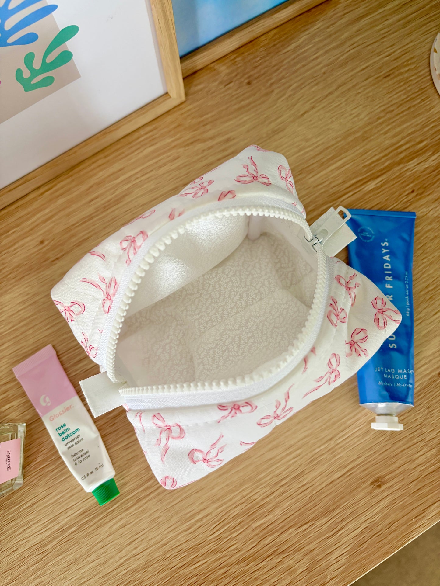 Mini Pink Bows Mini Makeup Bag