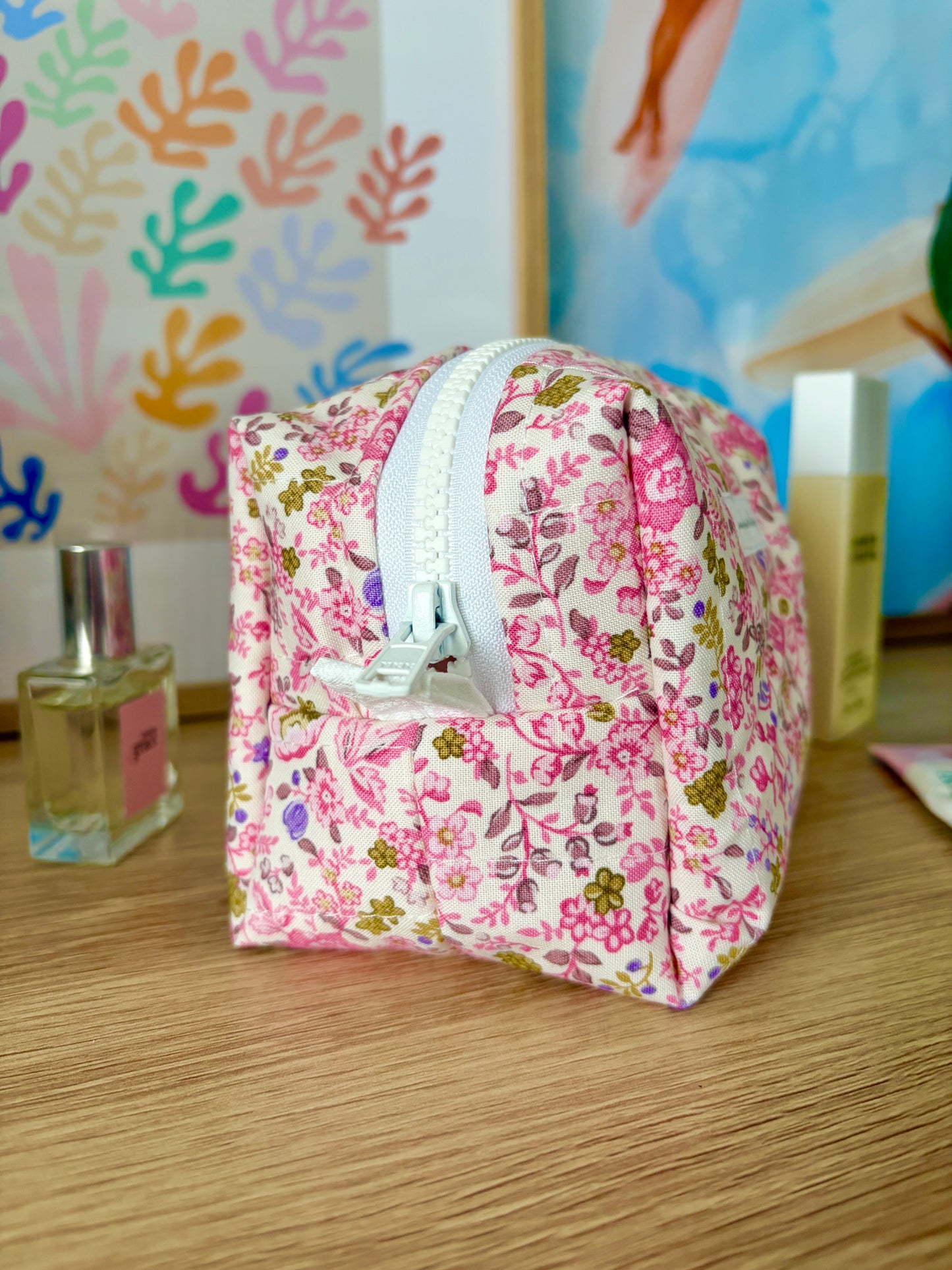 Ditsy Picnic Pink Mini Makeup Bag