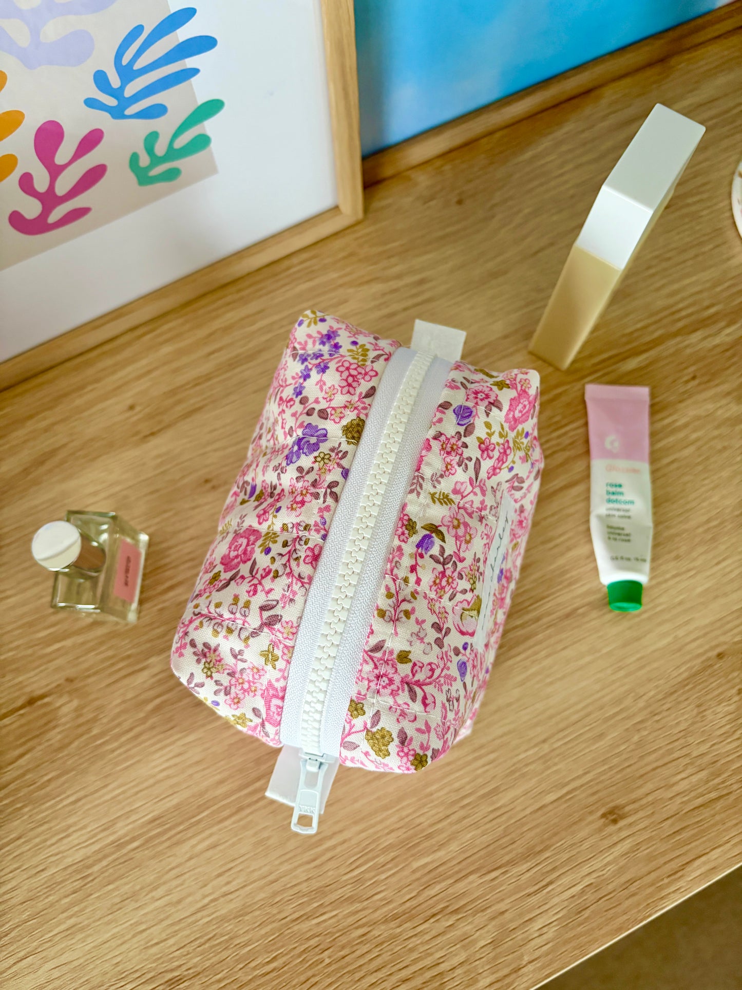 Ditsy Picnic Pink Mini Makeup Bag