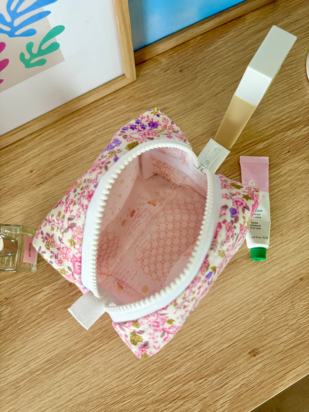 Ditsy Picnic Pink Mini Makeup Bag