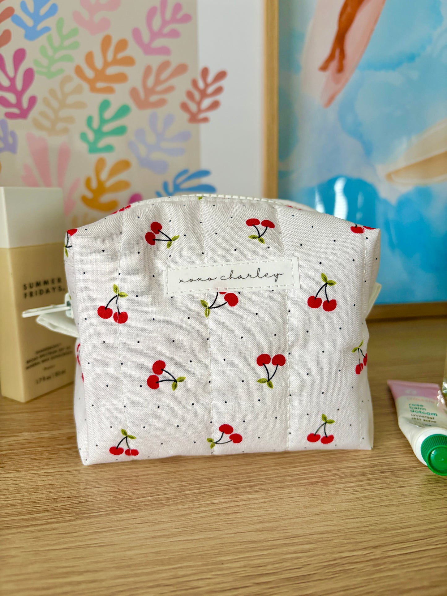 Cherry Red Mini Makeup Bag