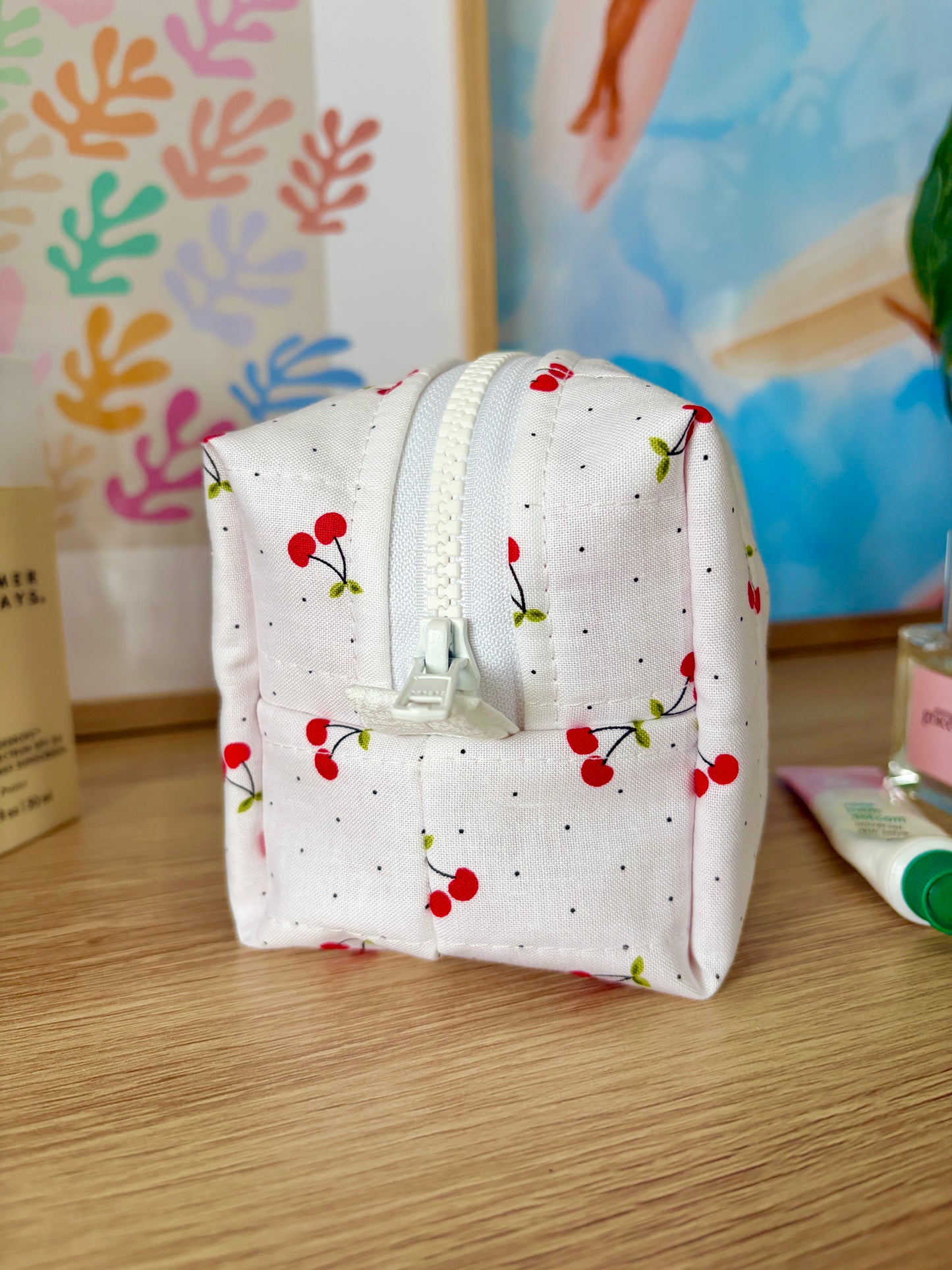 Cherry Red Mini Makeup Bag