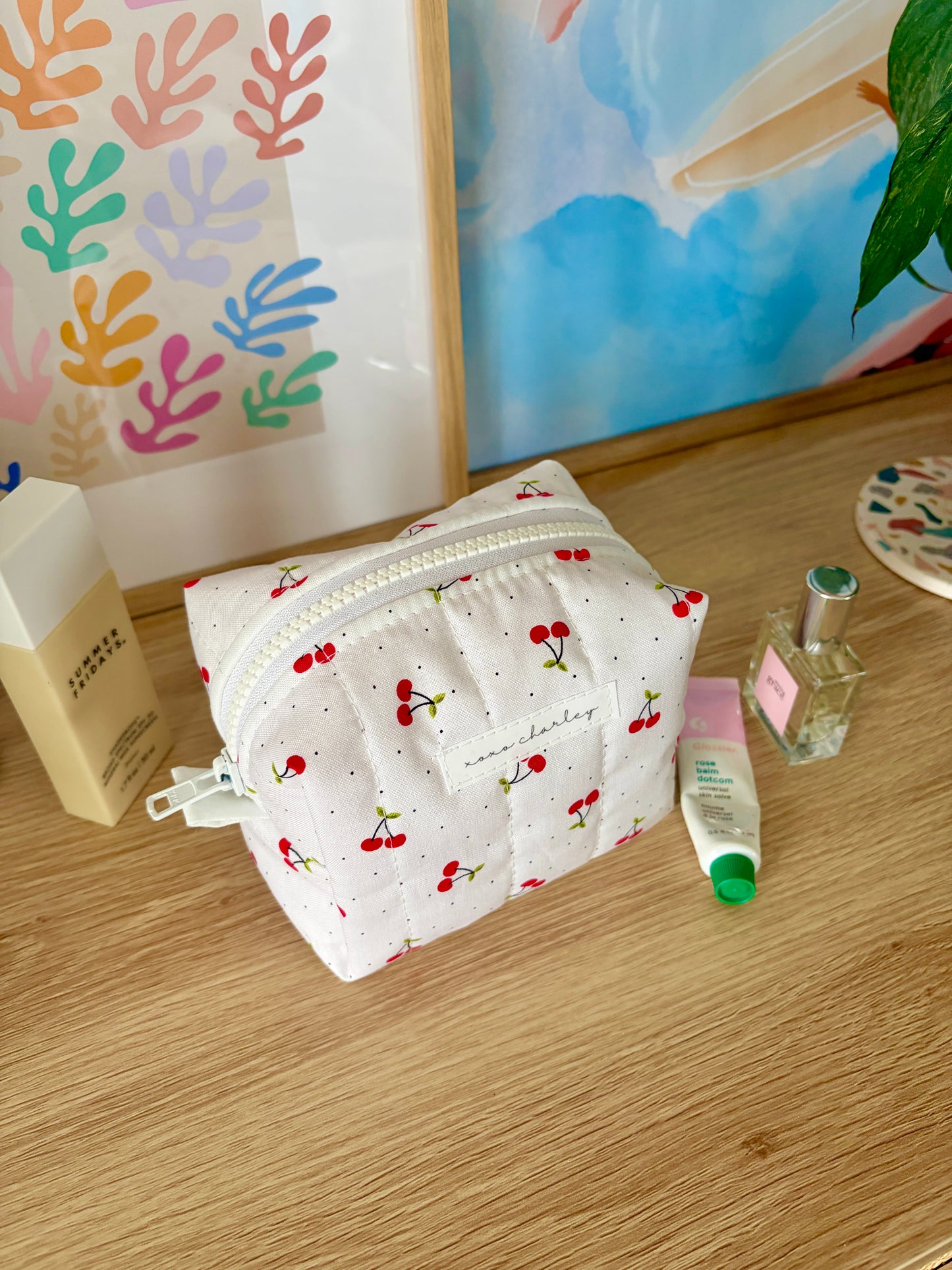 Cherry Red Mini Makeup Bag