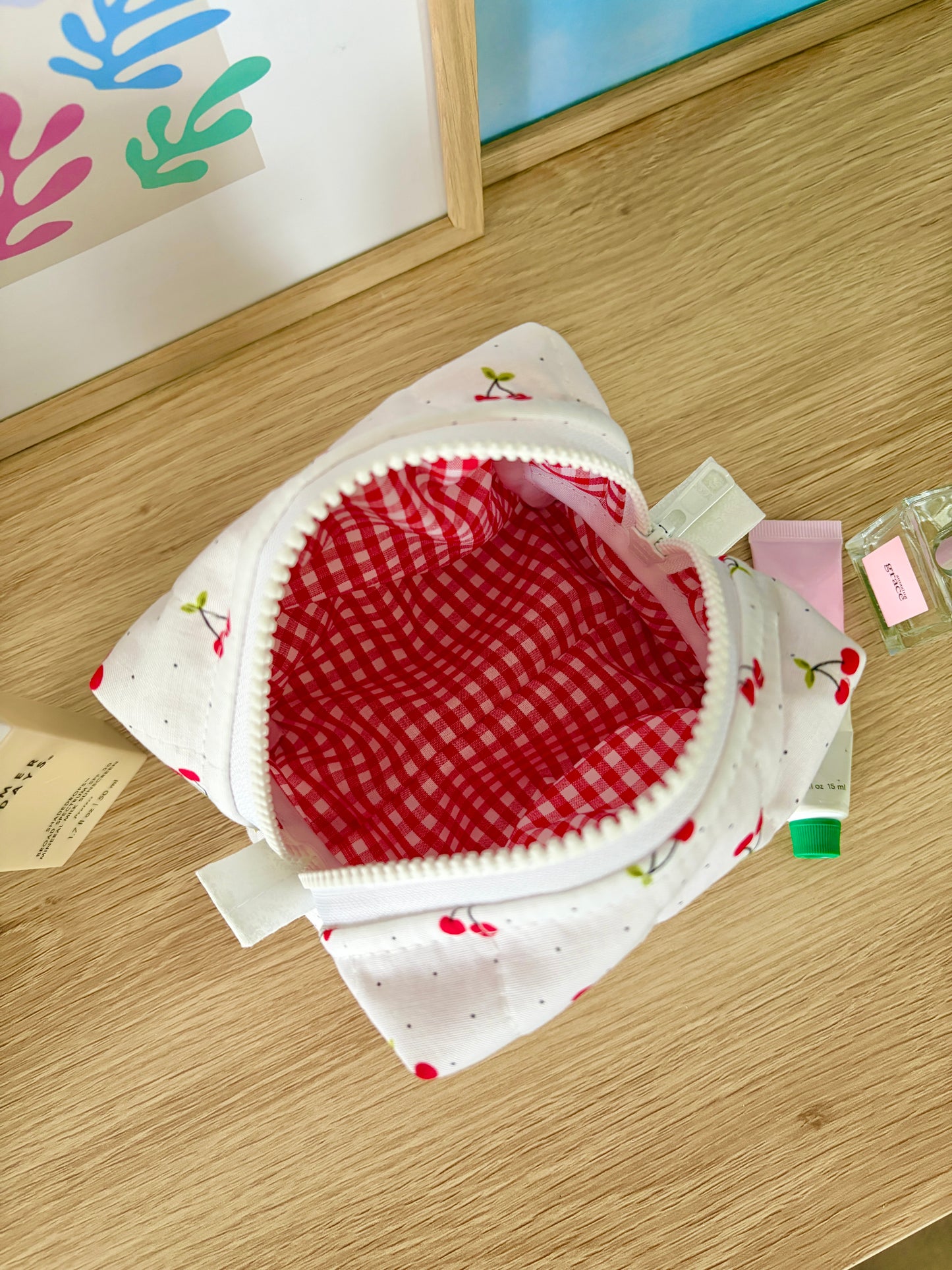 Cherry Red Mini Makeup Bag