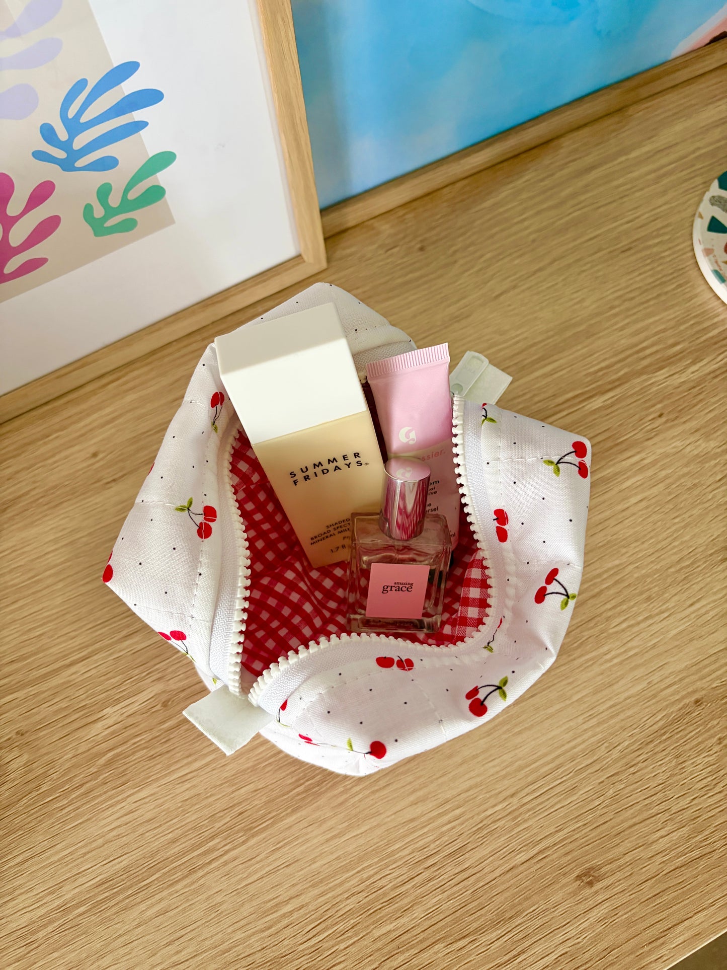 Cherry Red Mini Makeup Bag