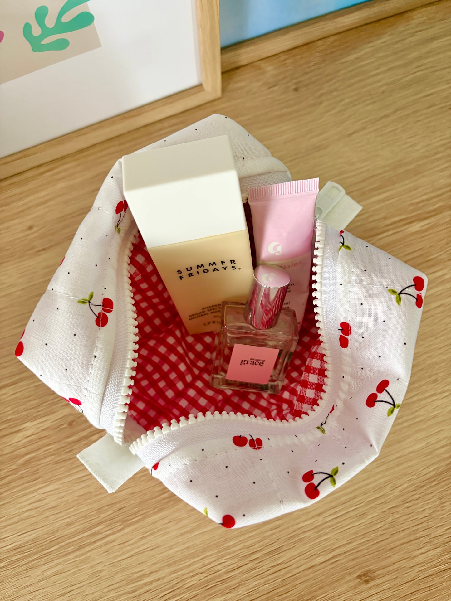Cherry Red Mini Makeup Bag