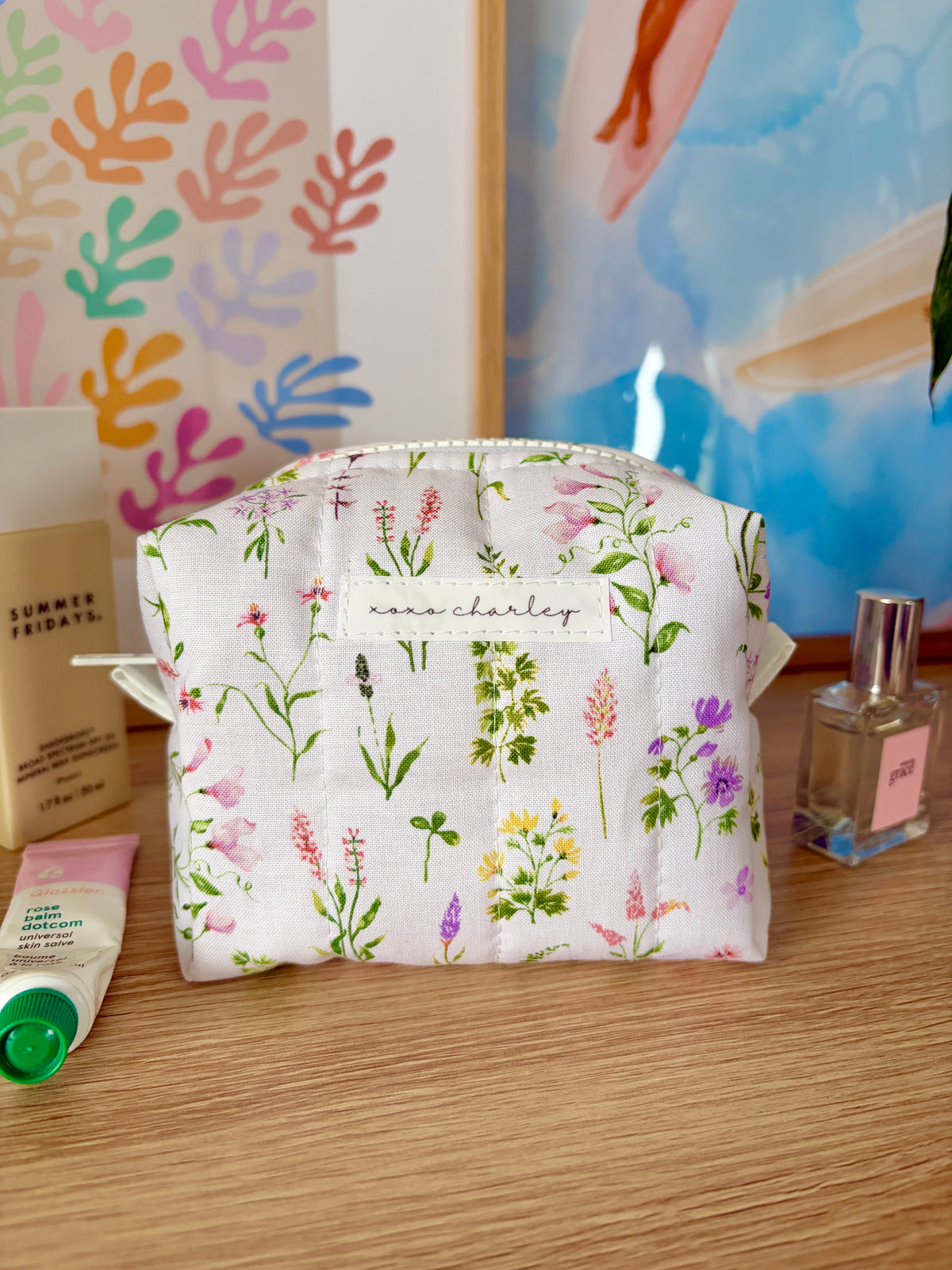Purple Wildflower Mini Makeup Bag