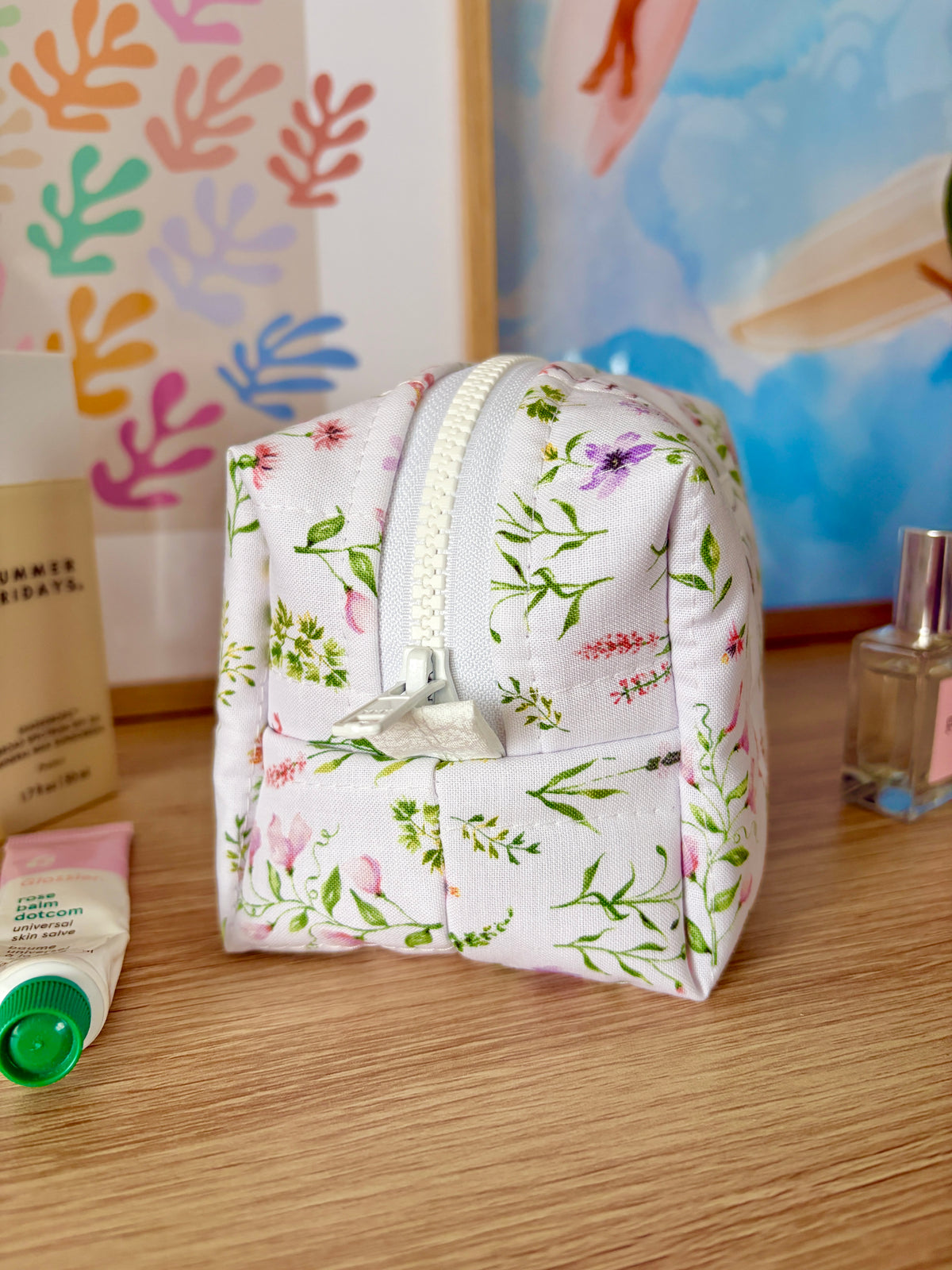 Purple Wildflower Mini Makeup Bag