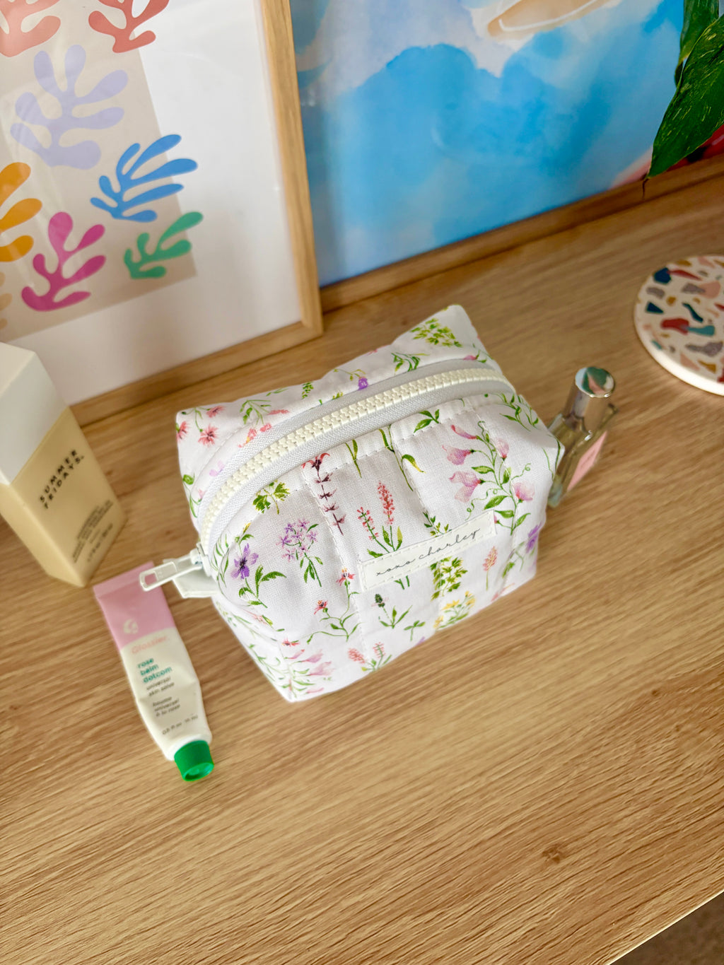 Purple Wildflower Mini Makeup Bag