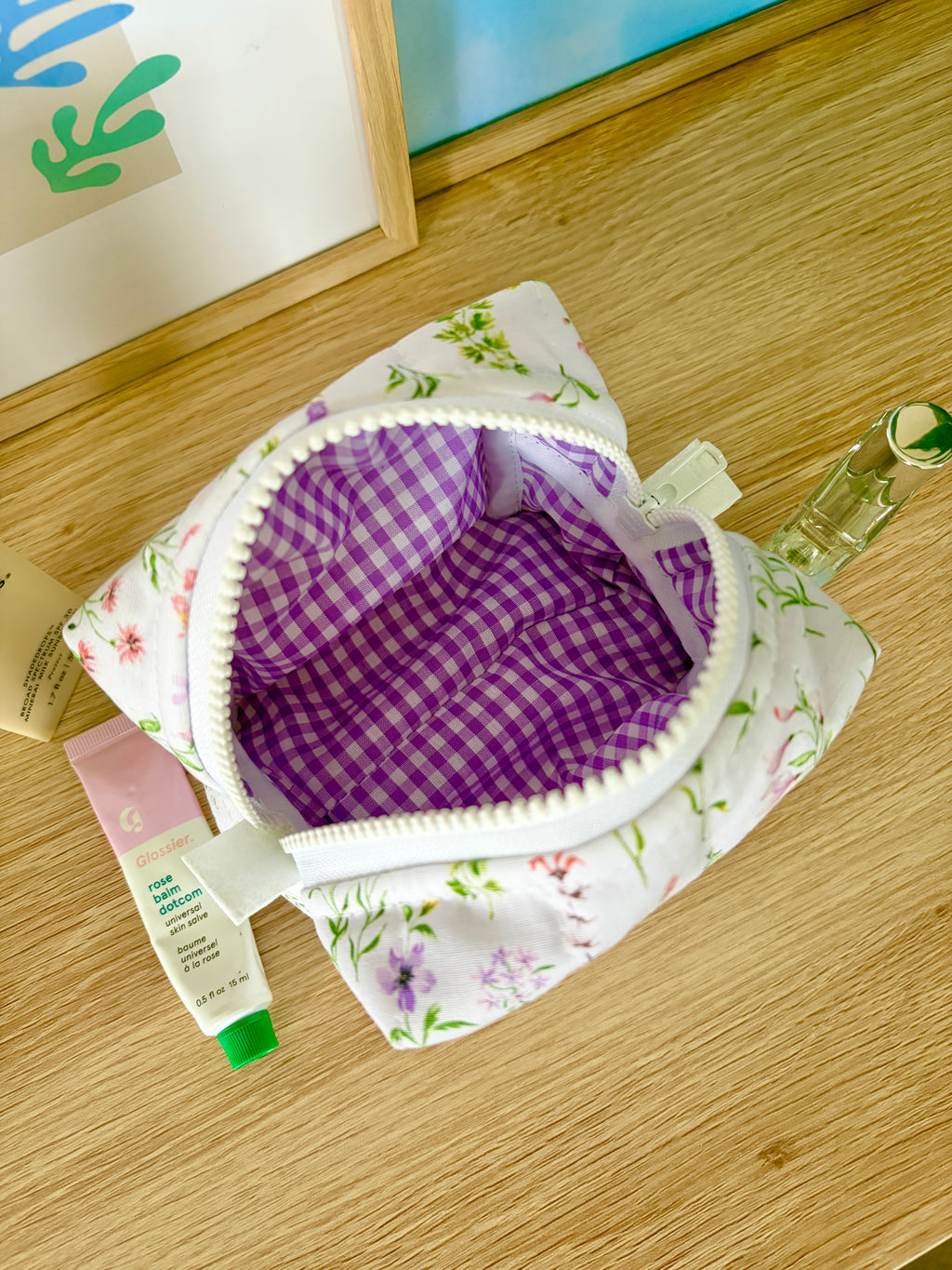 Purple Wildflower Mini Makeup Bag