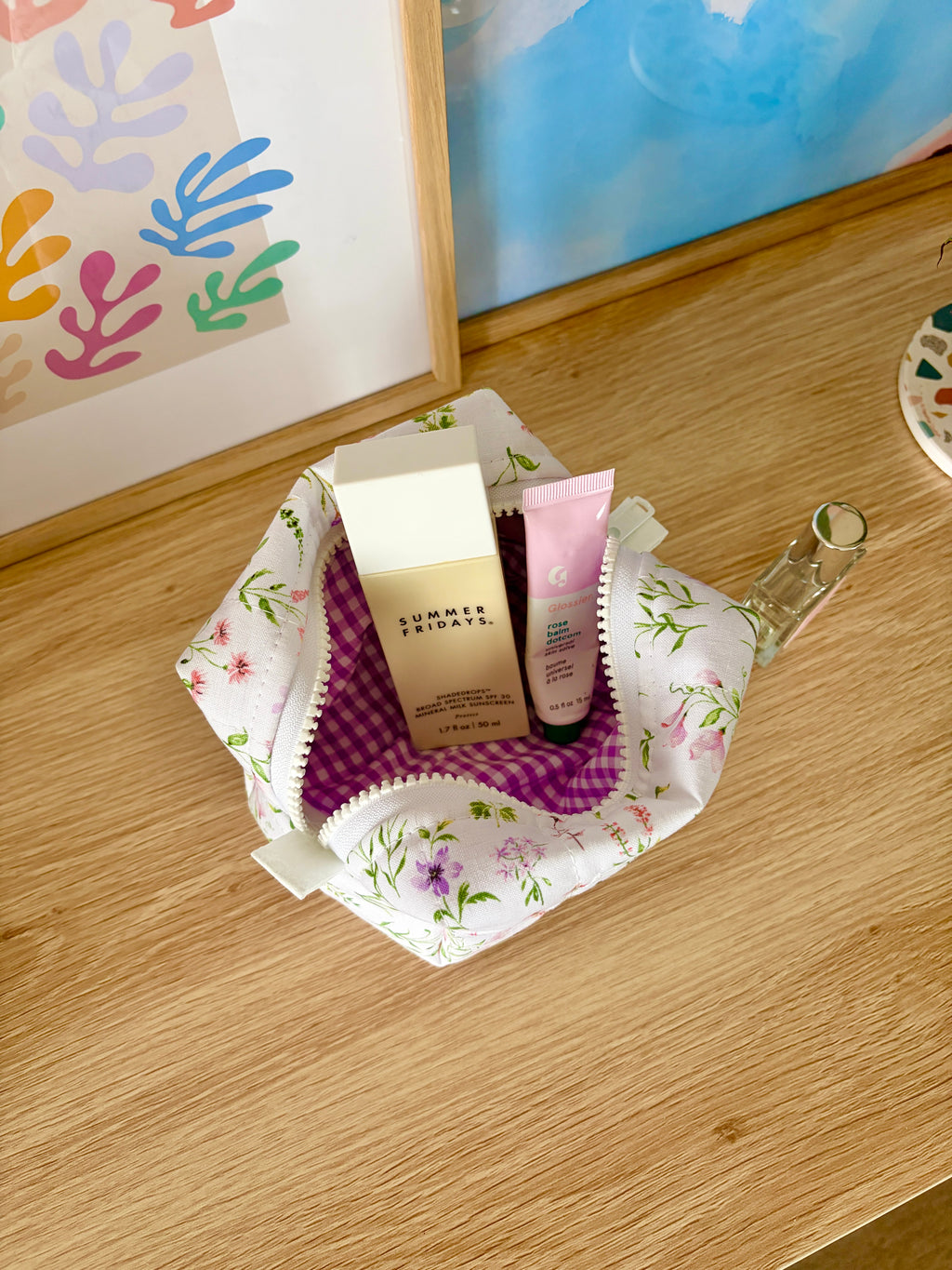Purple Wildflower Mini Makeup Bag