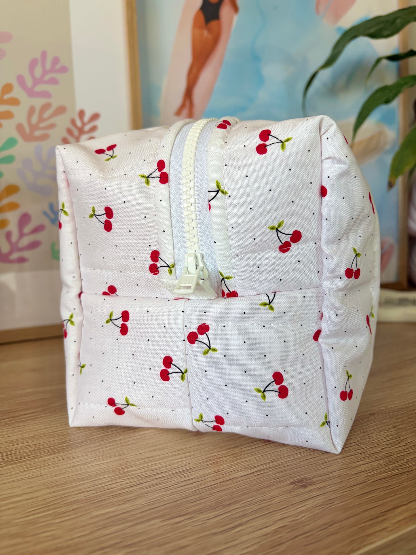 Cherry Red Large Makeup Bag