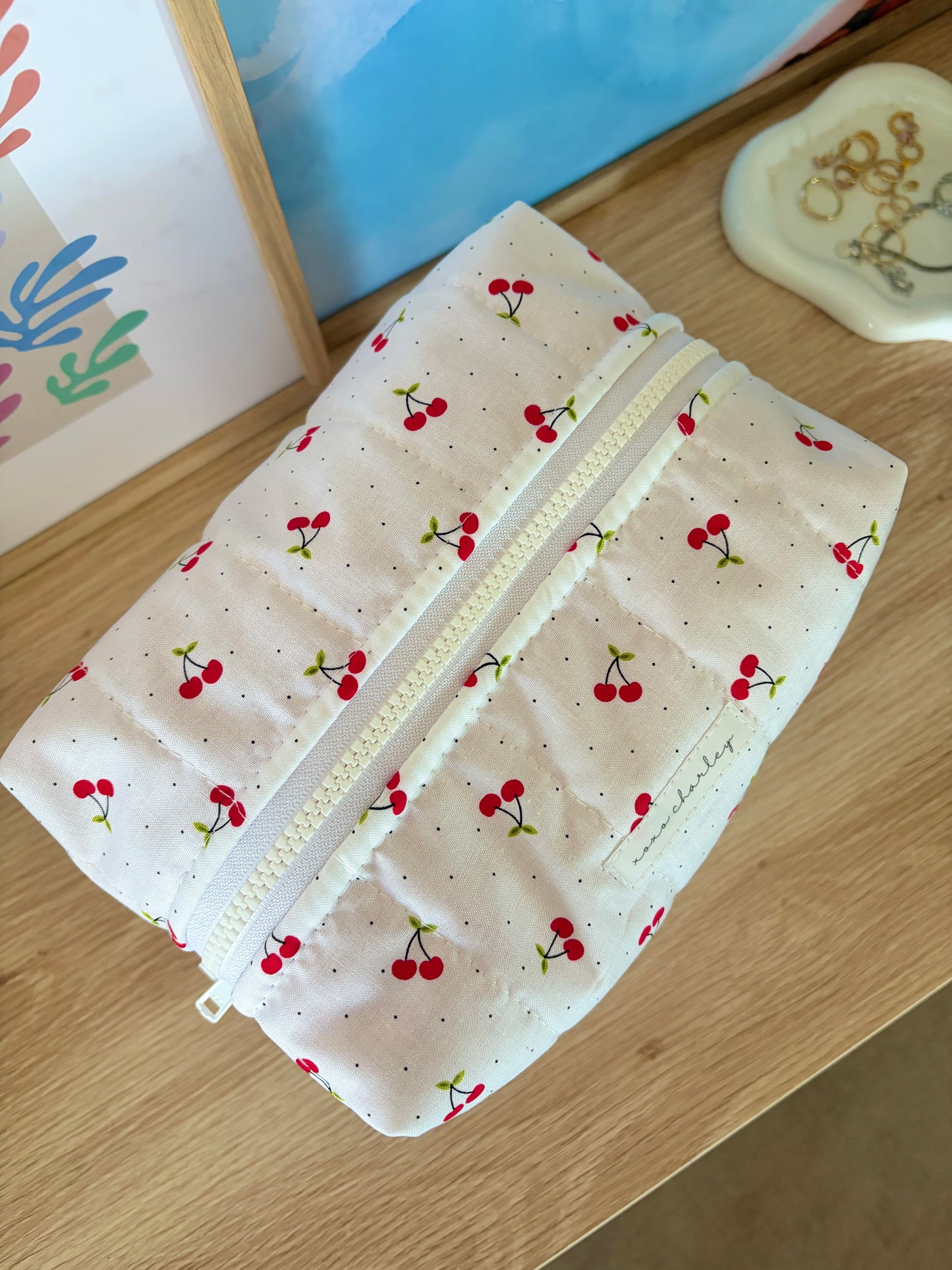 Cherry Red Large Makeup Bag