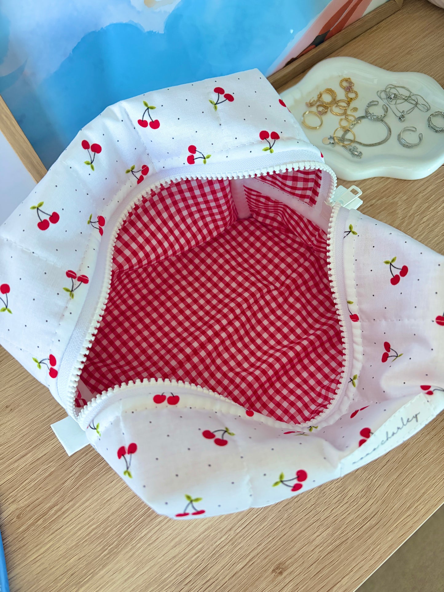 Cherry Red Large Makeup Bag