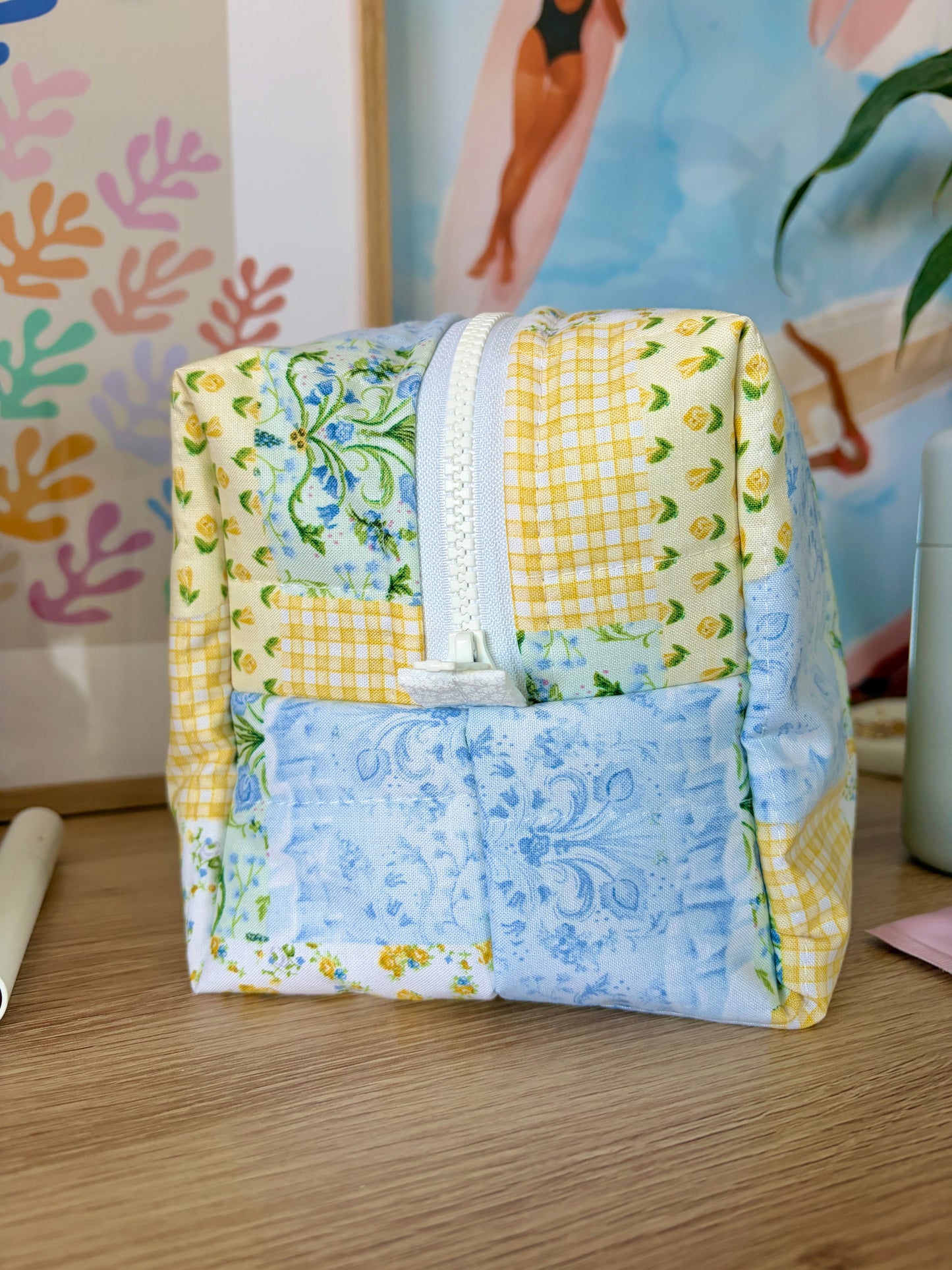 Green Patchwork Large Makeup Bag