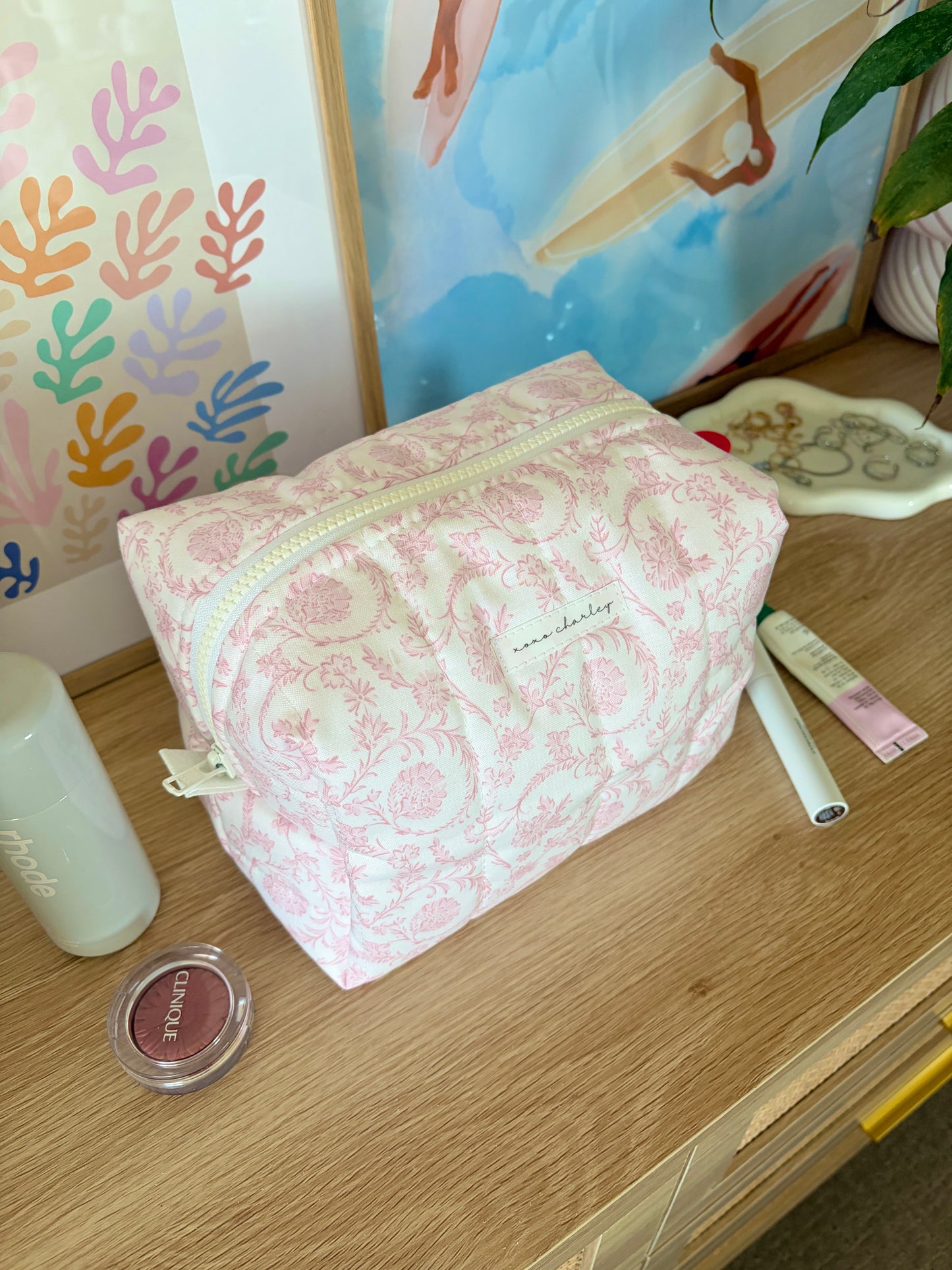 Vintage Pink Large Makeup Bag
