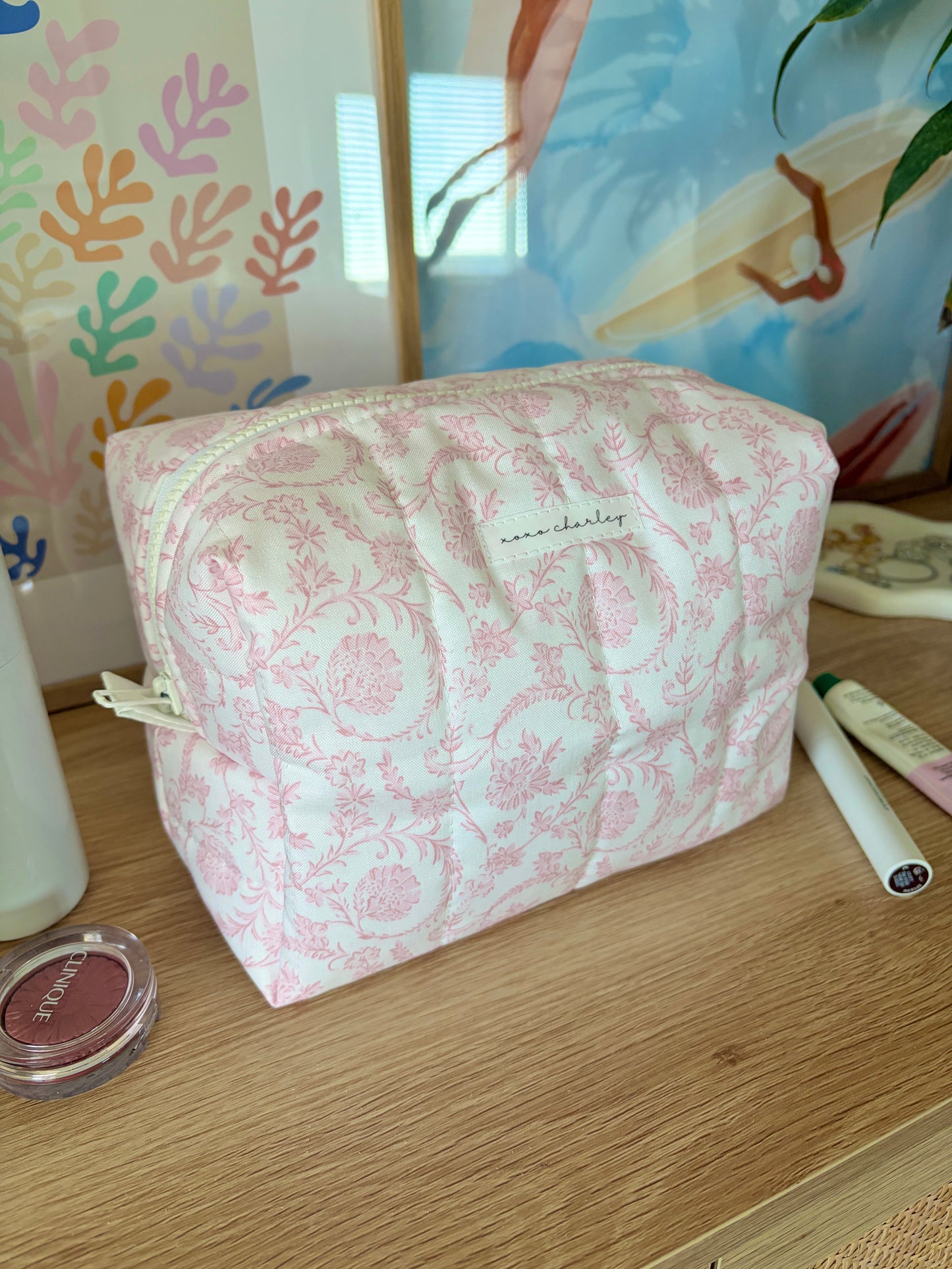 Vintage Pink Large Makeup Bag