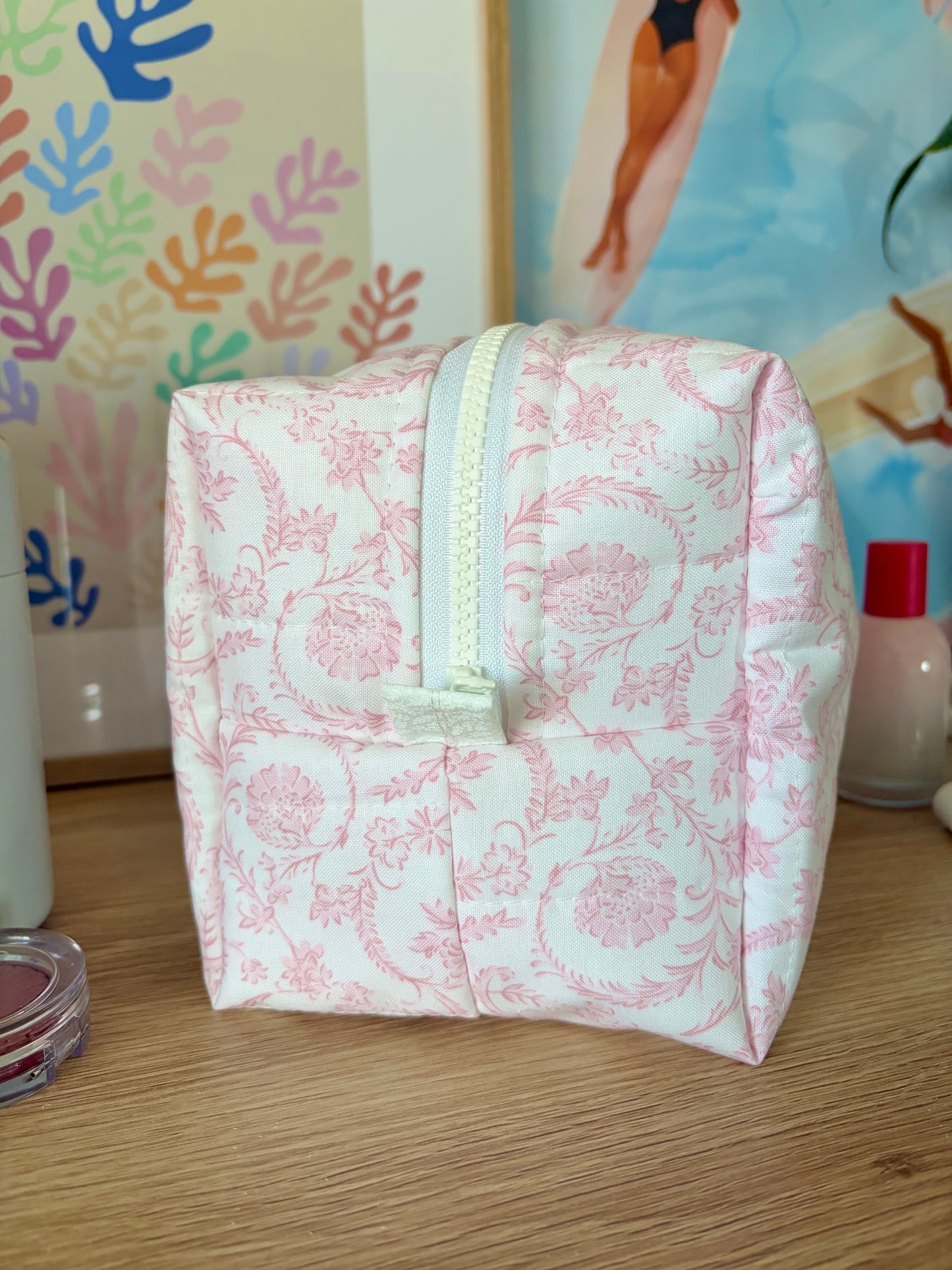 Vintage Pink Large Makeup Bag