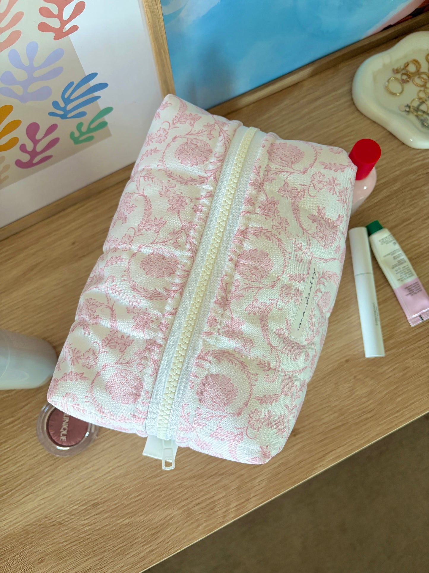 Vintage Pink Large Makeup Bag