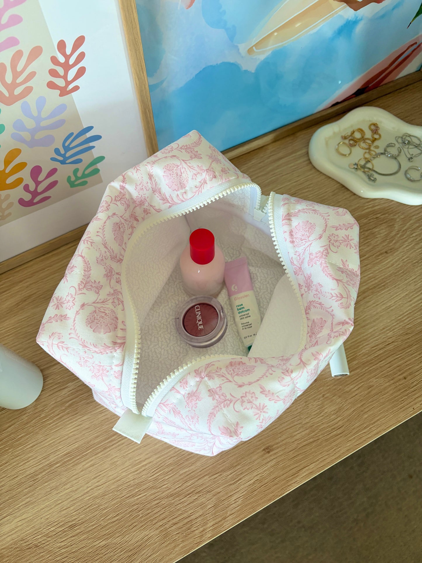 Vintage Pink Large Makeup Bag