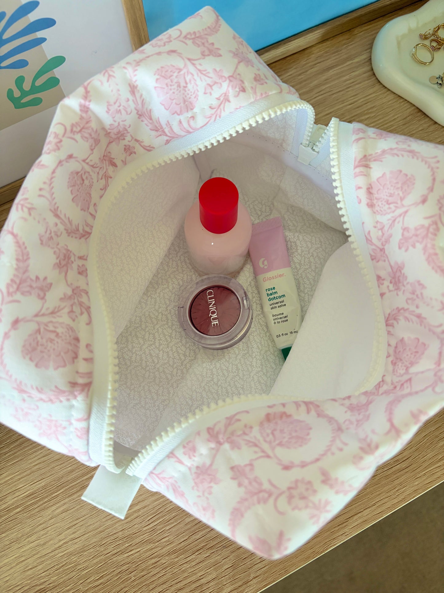 Vintage Pink Large Makeup Bag