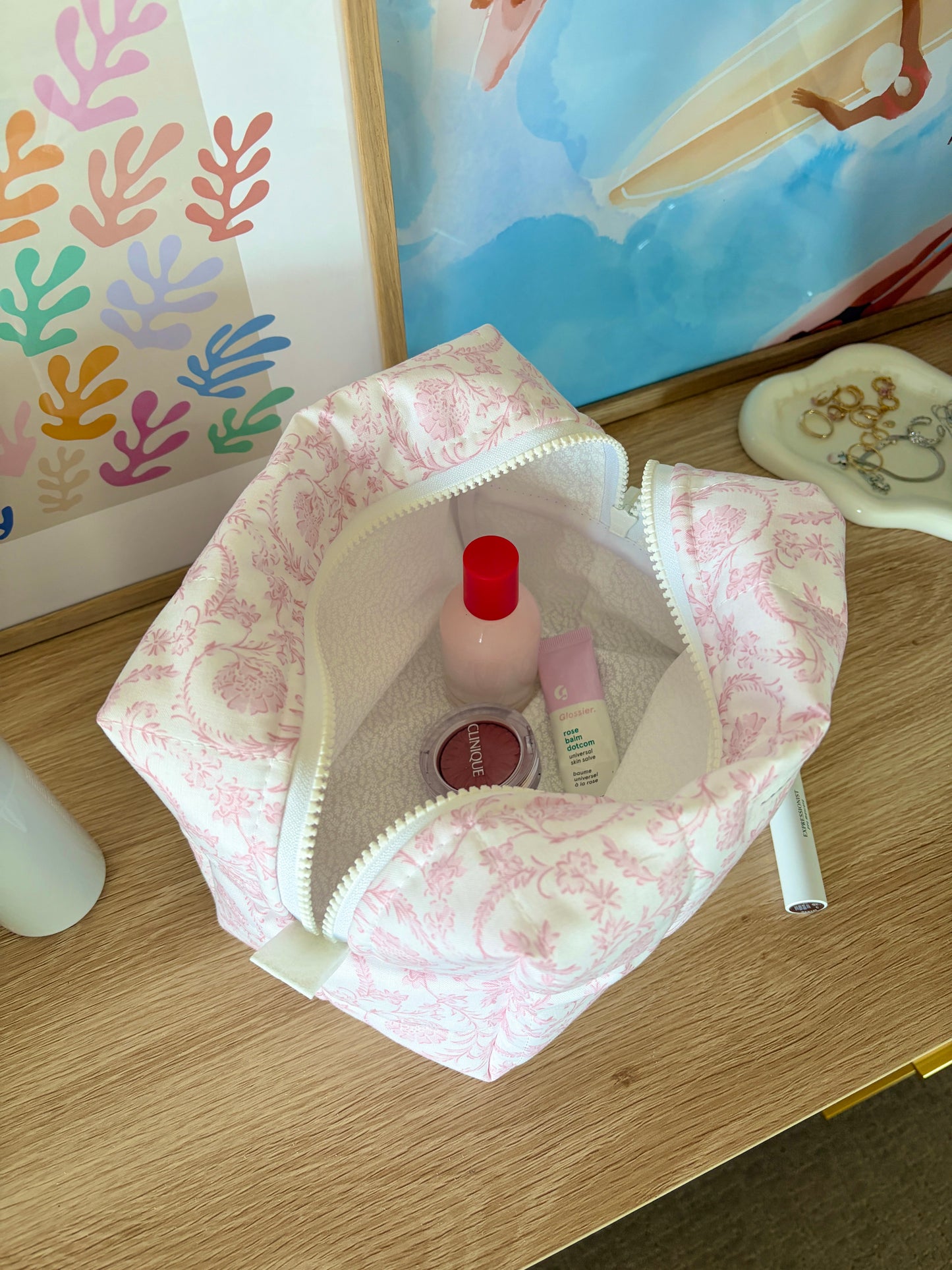 Vintage Pink Large Makeup Bag