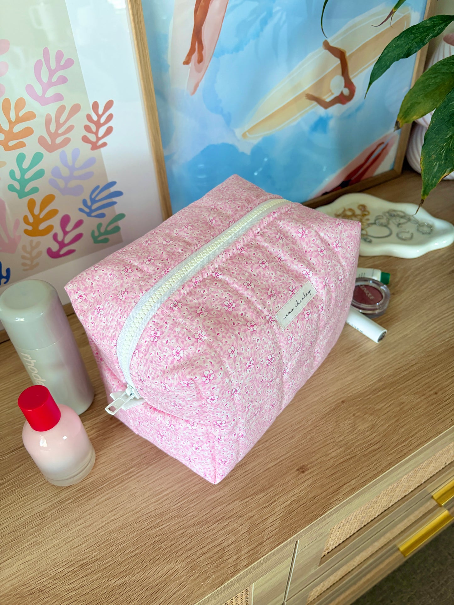 Pink Hawaiian Large Makeup Bag