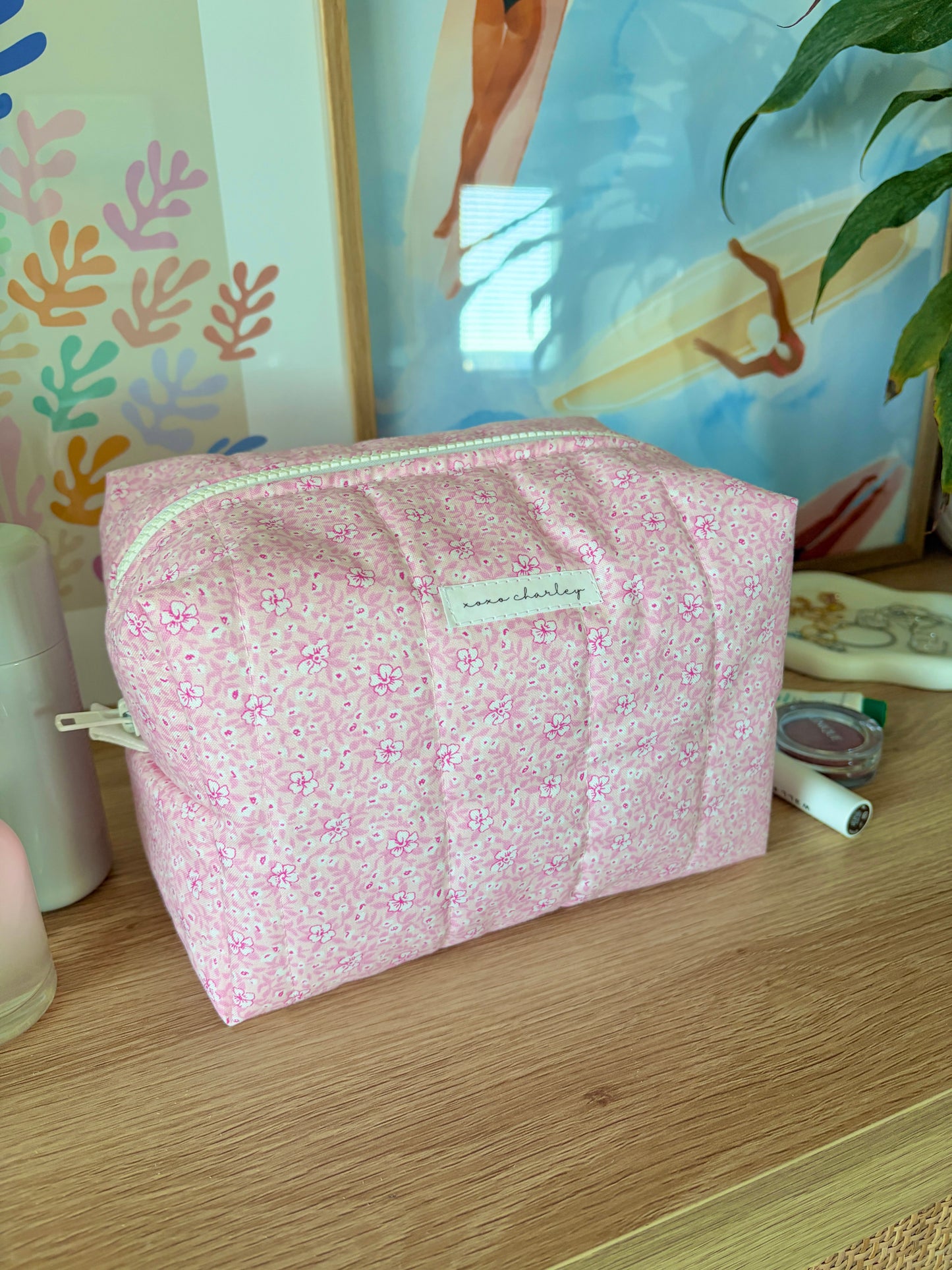 Pink Hawaiian Large Makeup Bag