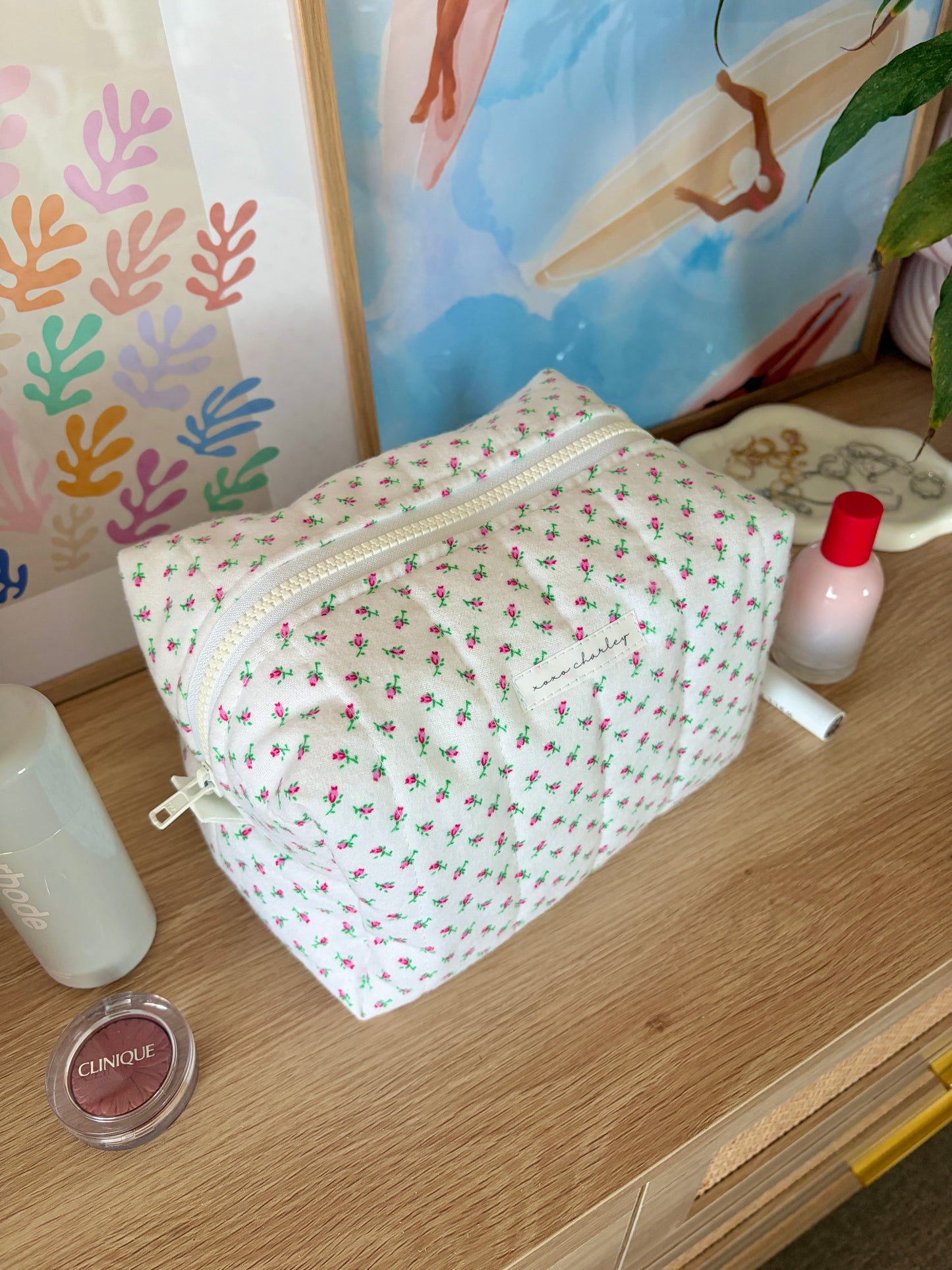 Mini Roses Large Makeup Bag