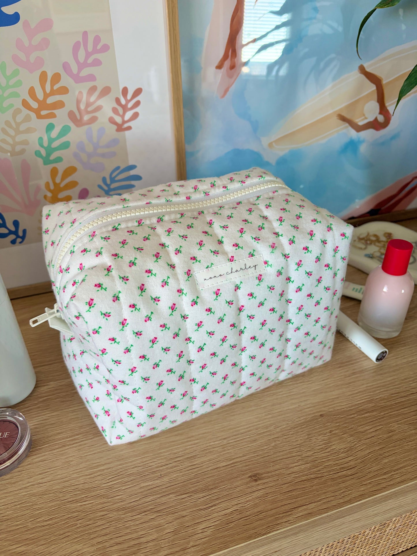 Mini Roses Large Makeup Bag